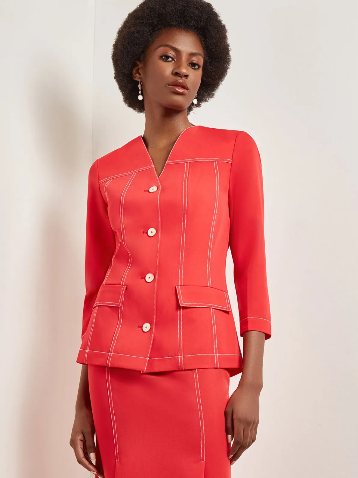 Modern Fit Jacket - Contrast Stitch Woven