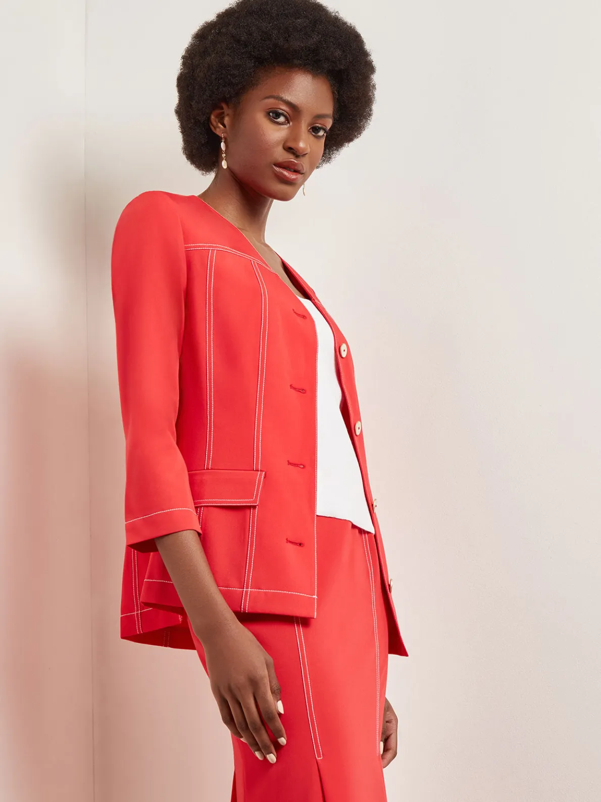 Modern Fit Jacket - Contrast Stitch Woven