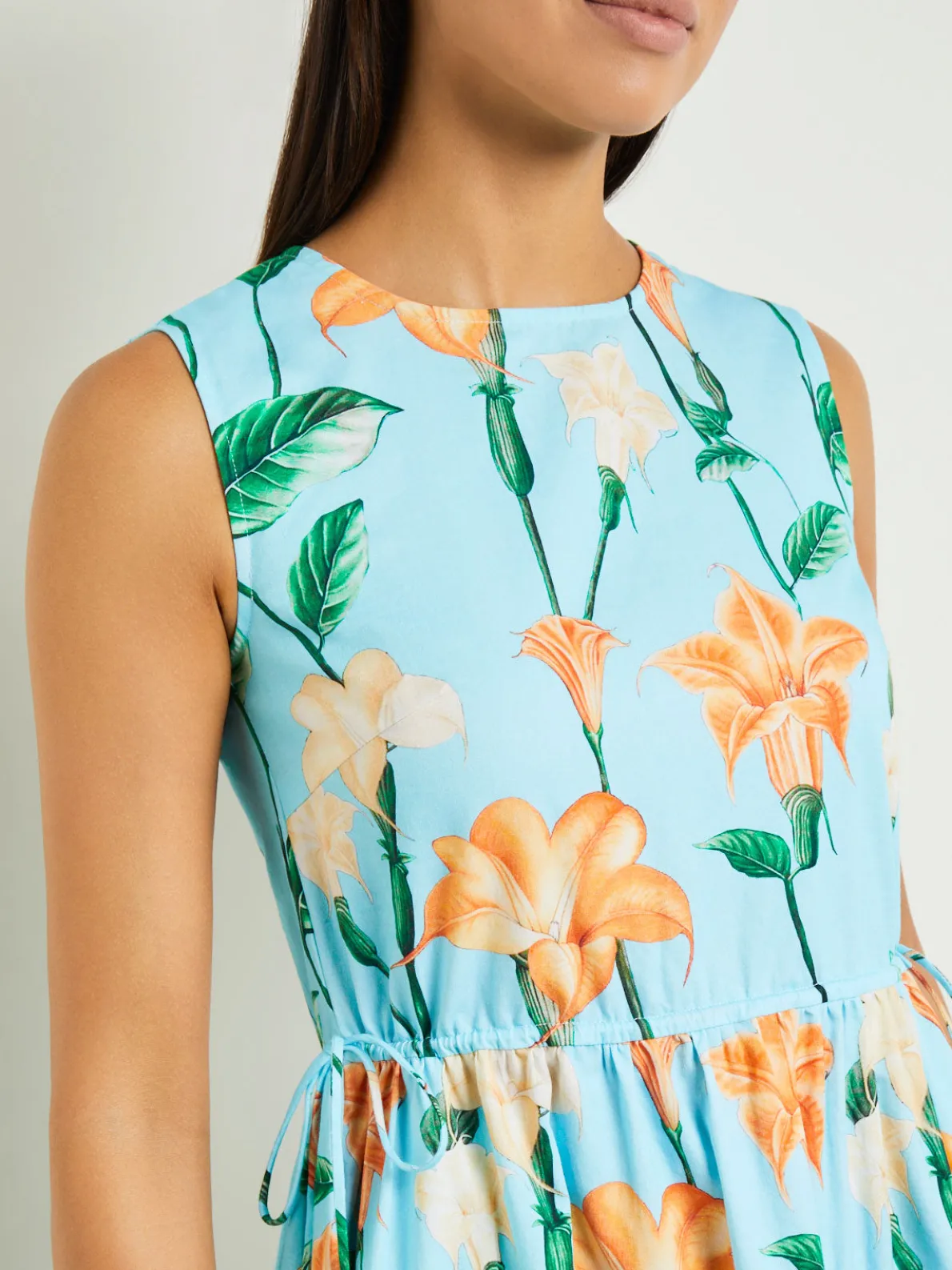 Modern Fit Maxi Drop Waist Floral Cotton Dress