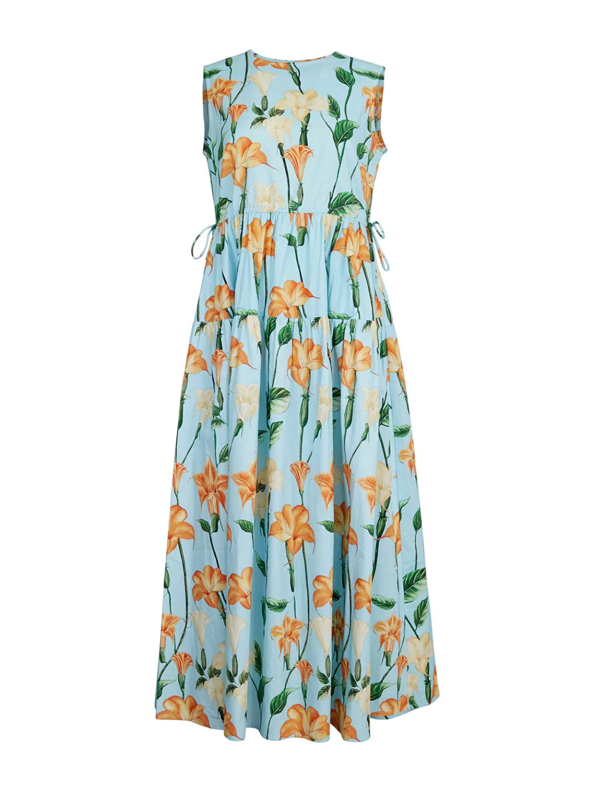 Modern Fit Maxi Drop Waist Floral Cotton Dress