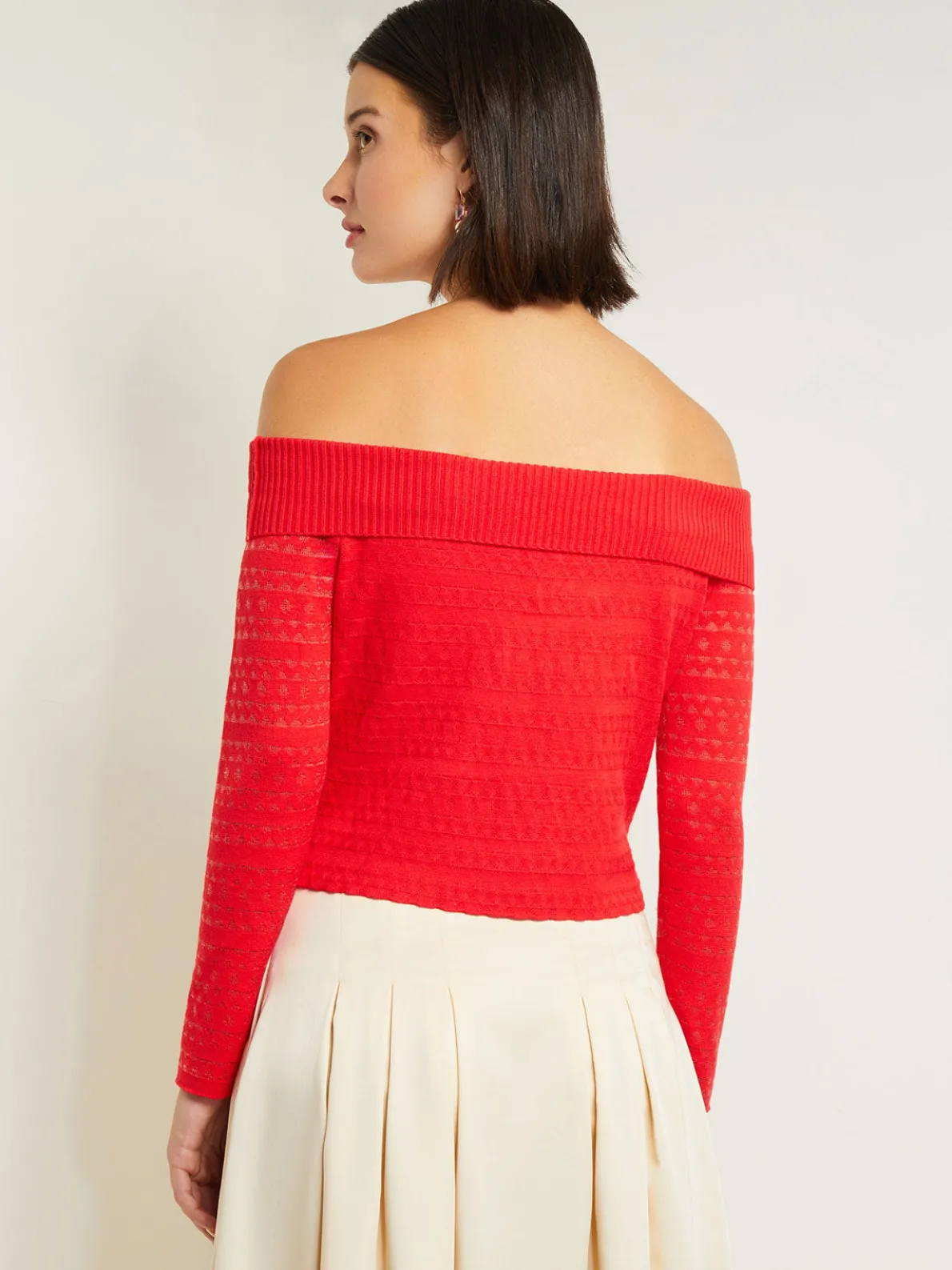 Modern Fit Off-The-Shoulder Burnout Knit Top