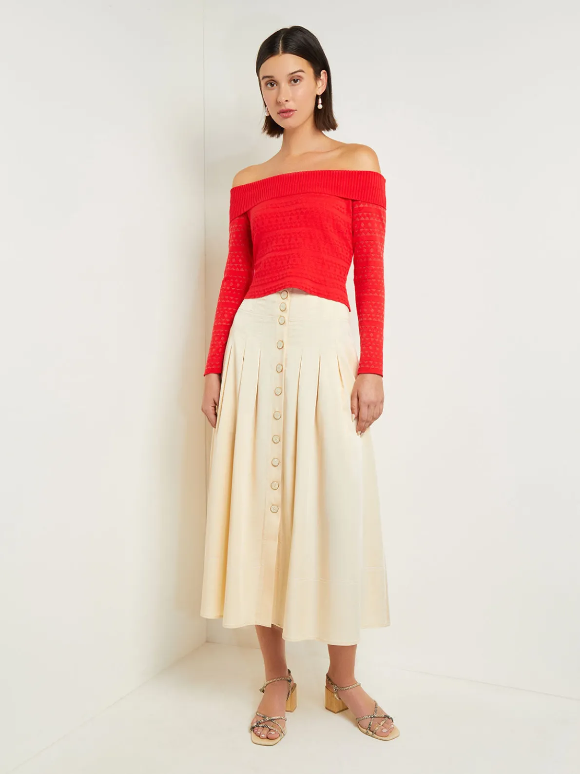 Modern Fit Off-The-Shoulder Burnout Knit Top