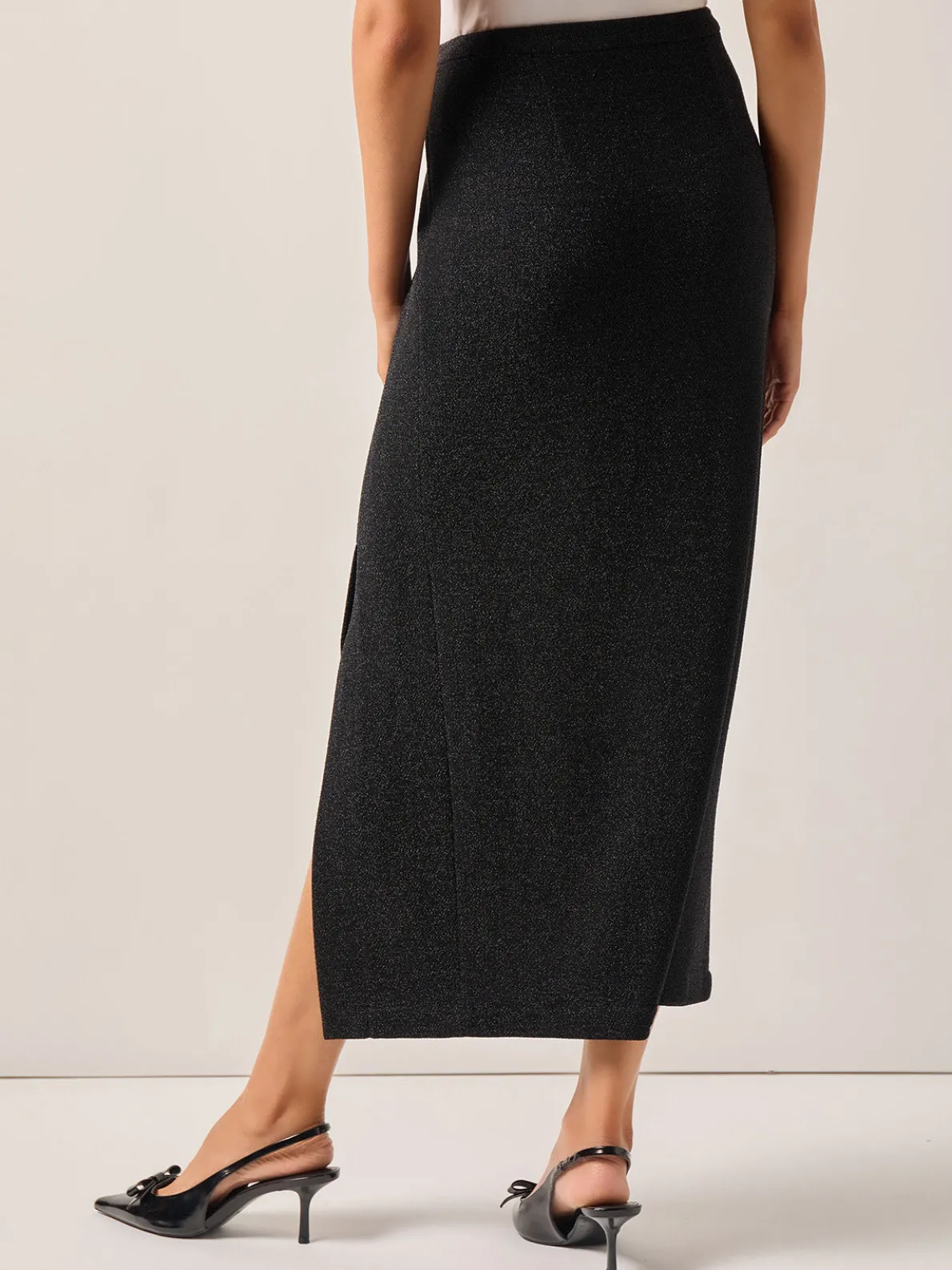 Modern Fit Sparkle Stretch Woven Straight Maxi Skirt