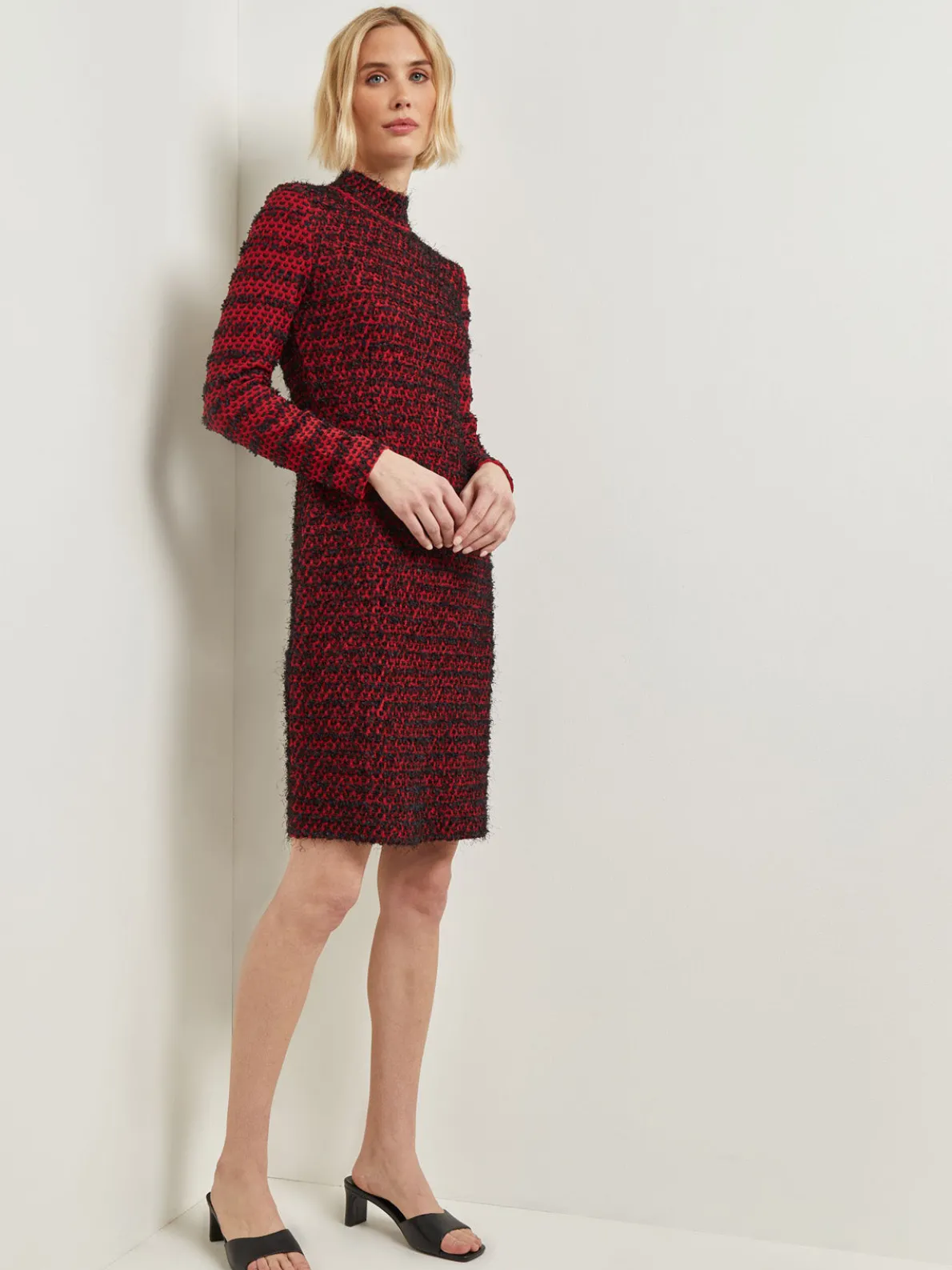 Modern Fit Two-Tone Eyelash Knit Sheath Dress