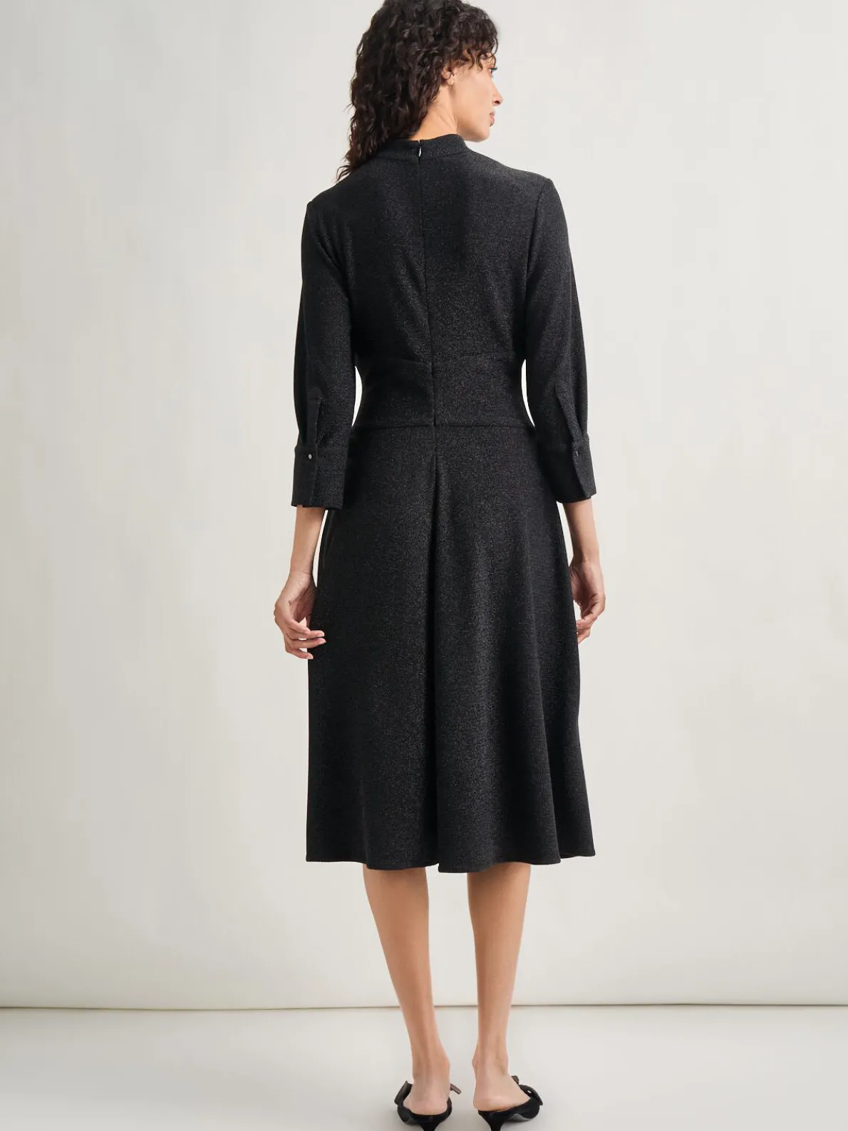 Modern Fit-and-Flare Sparkle Stretch Woven Midi Dress