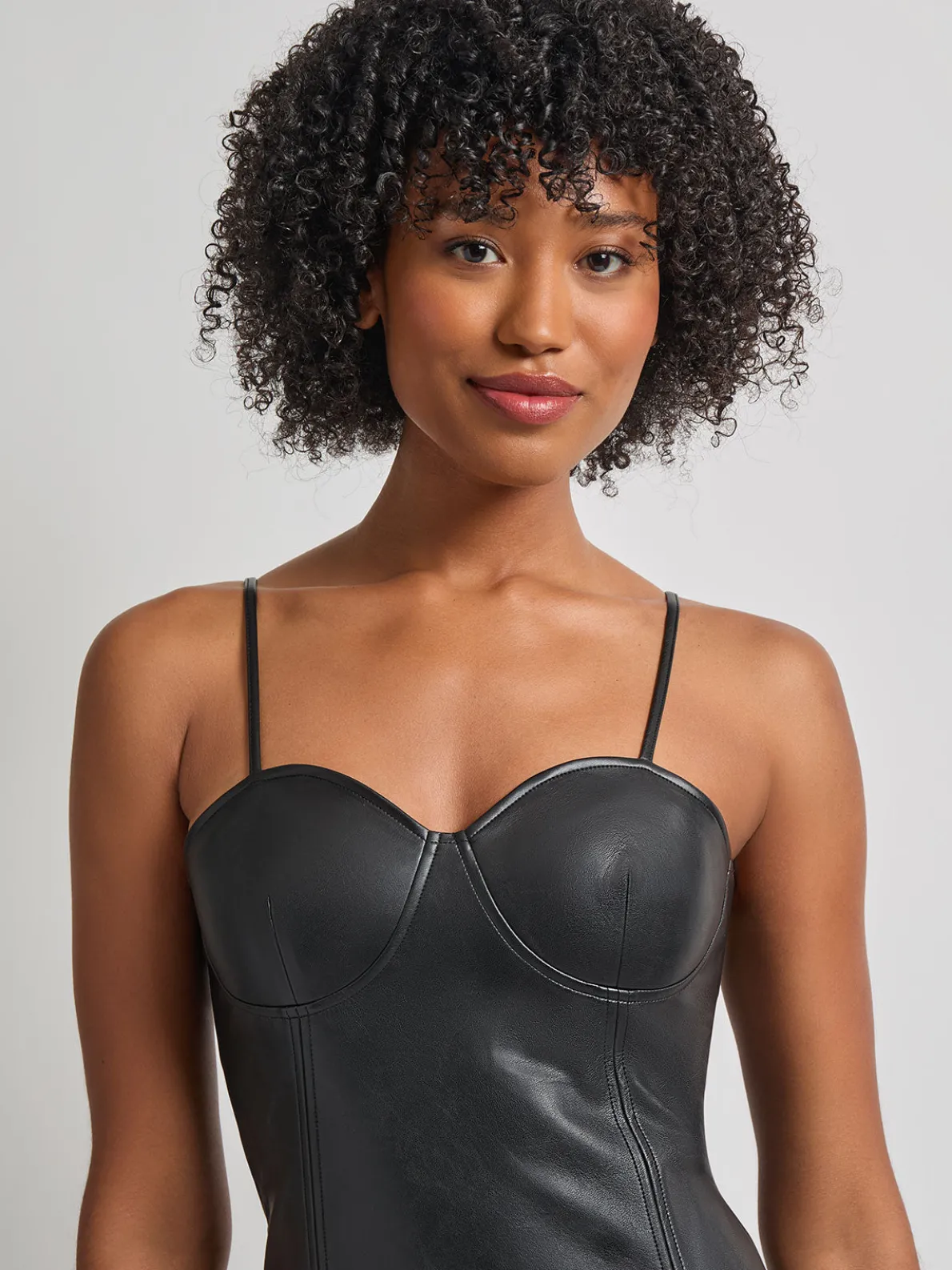 Modern Fit-and-Flare Vegan Leather Princess Seam Maxi Dress