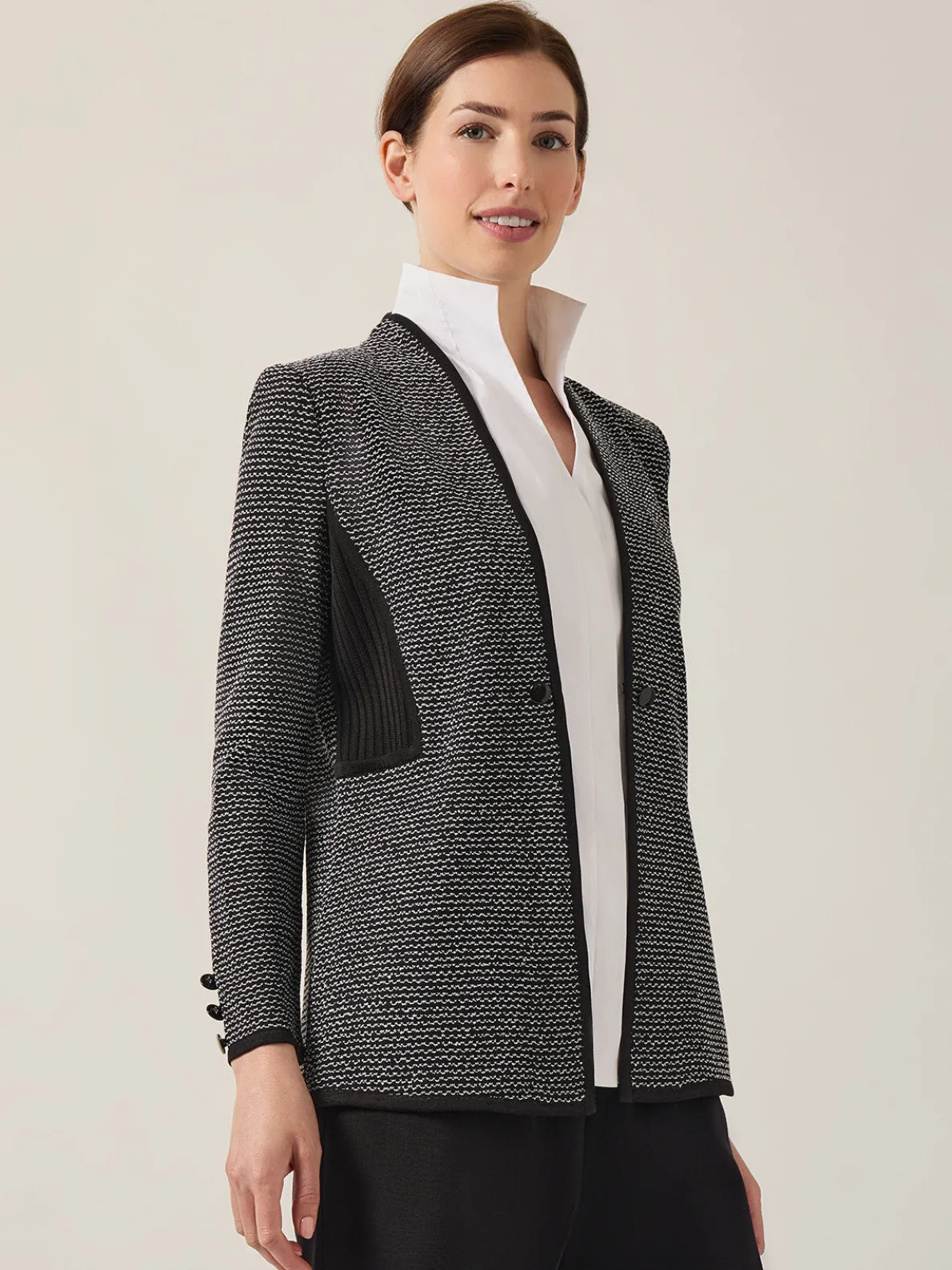 Open Neck Button Detail Blazer