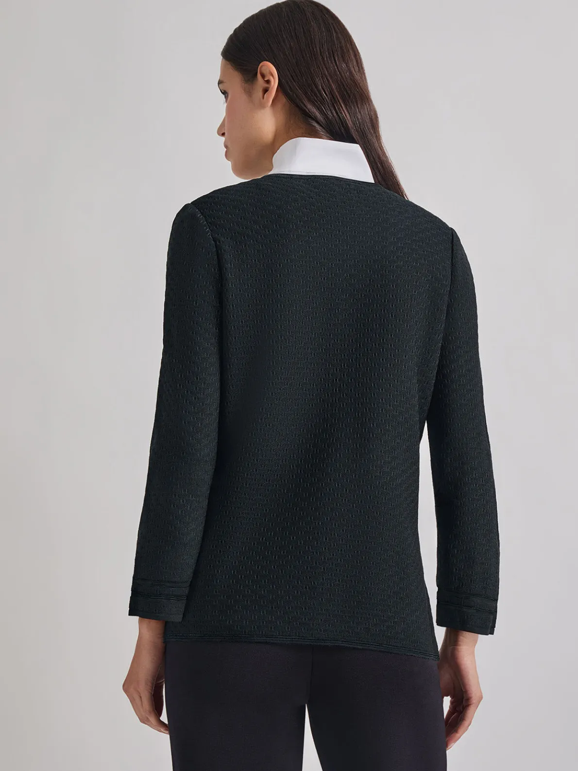 Open Neck Tonal Detail Jacket