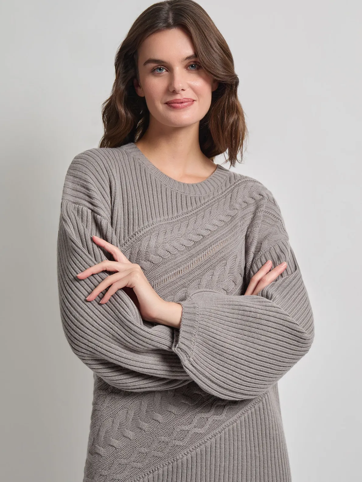 Oversized Cable Knit Wool Blended Sheath Maxi Dress