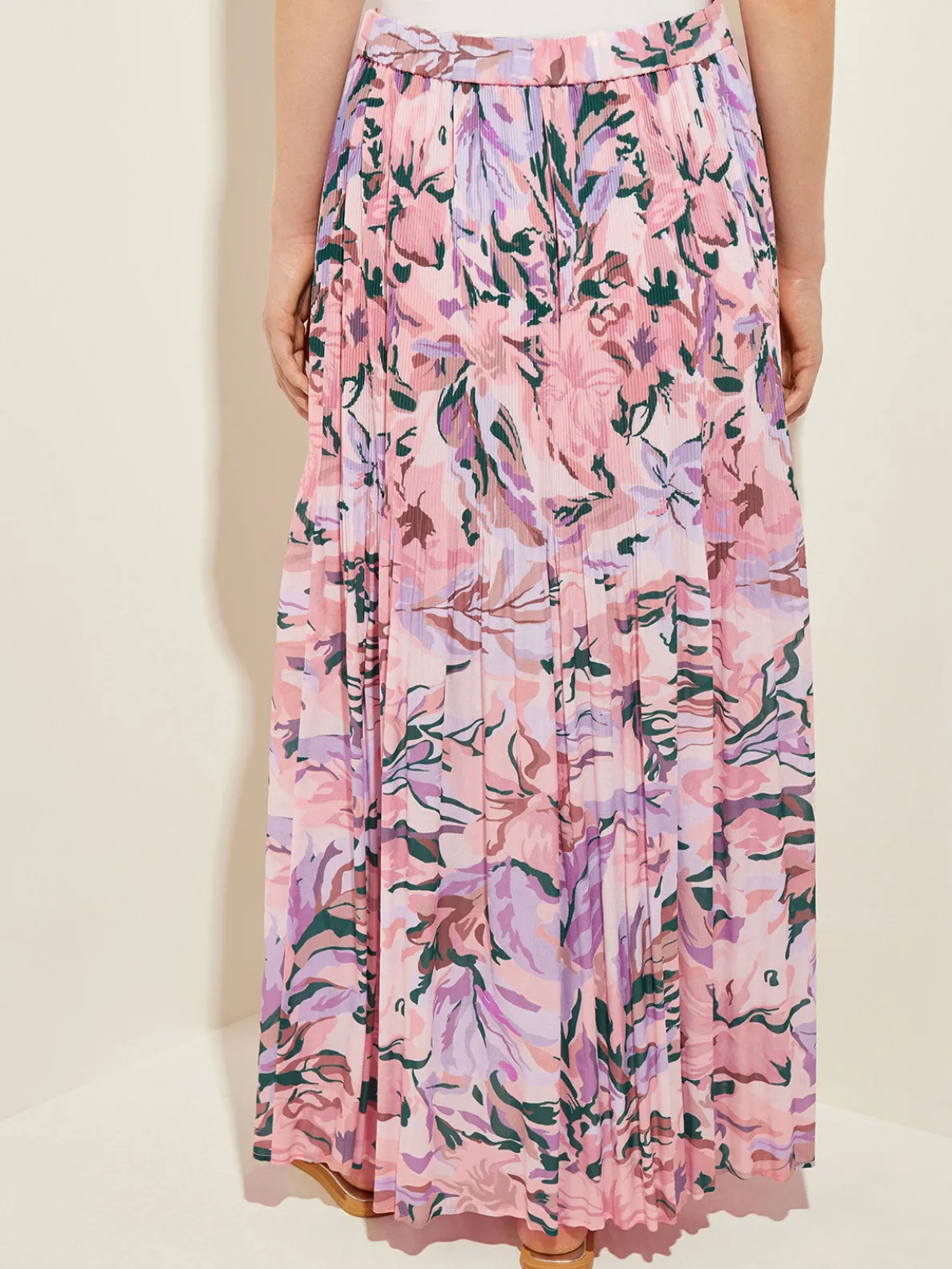 Pink Pleated Skirt - Floral Maxi Skirt | Misook