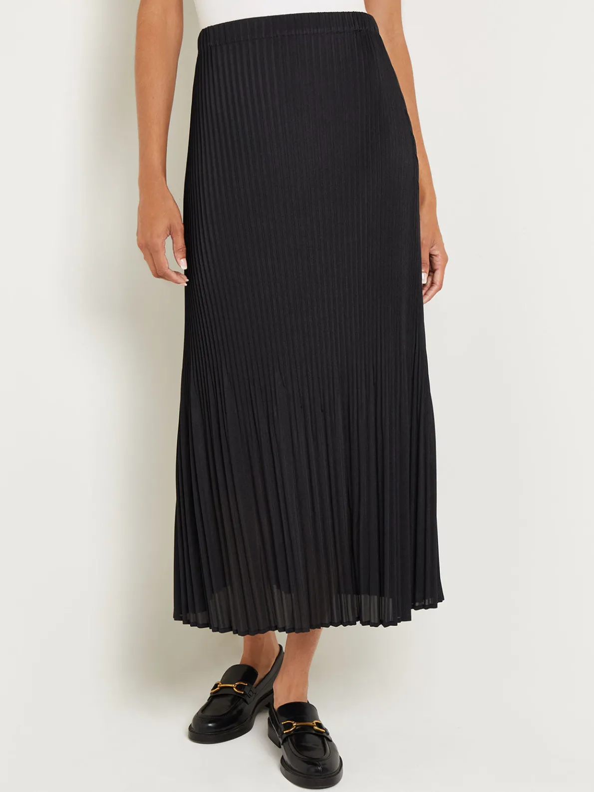 Pleated Crepe de Chine Maxi Skirt