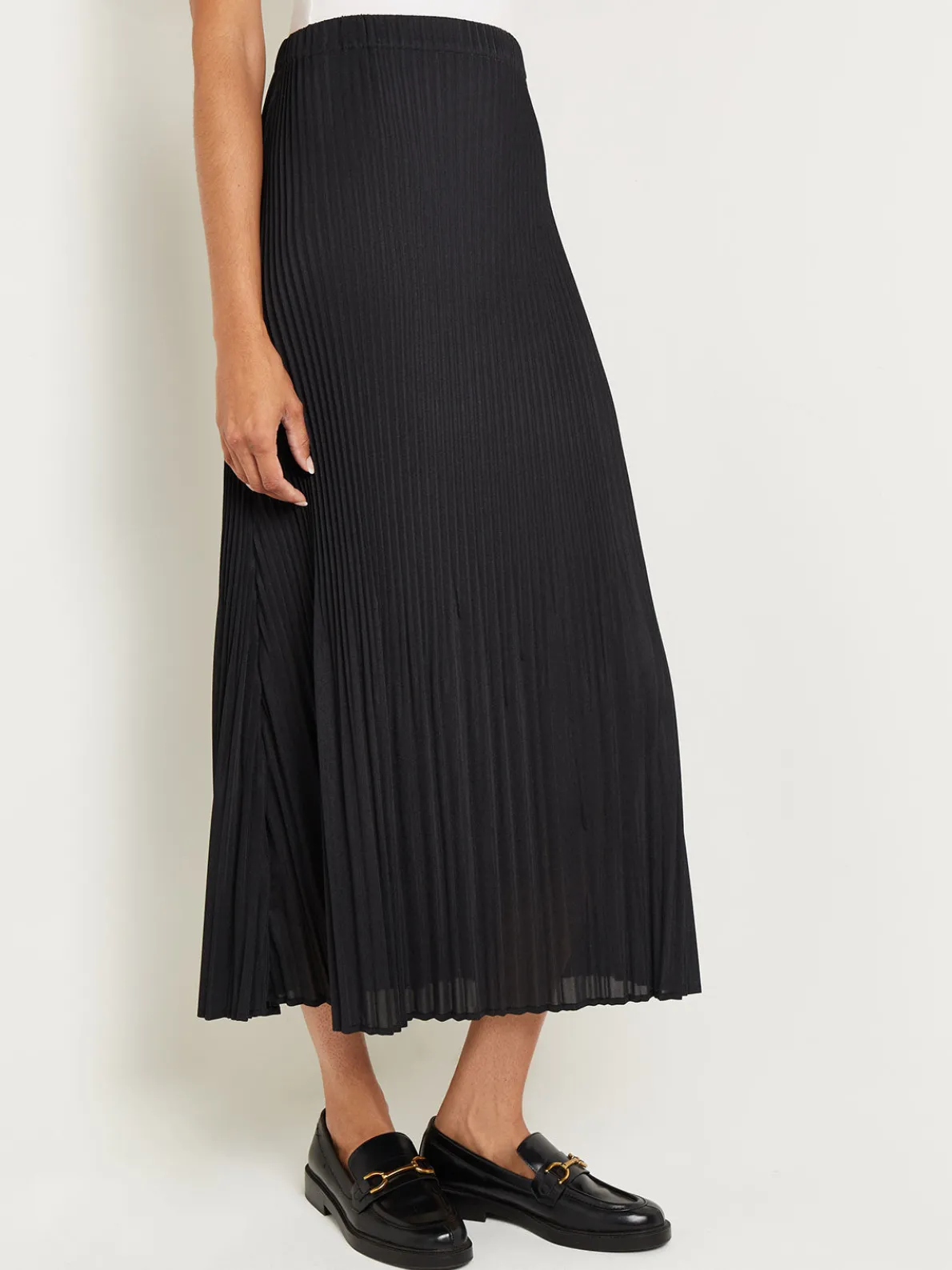 Pleated Crepe de Chine Maxi Skirt