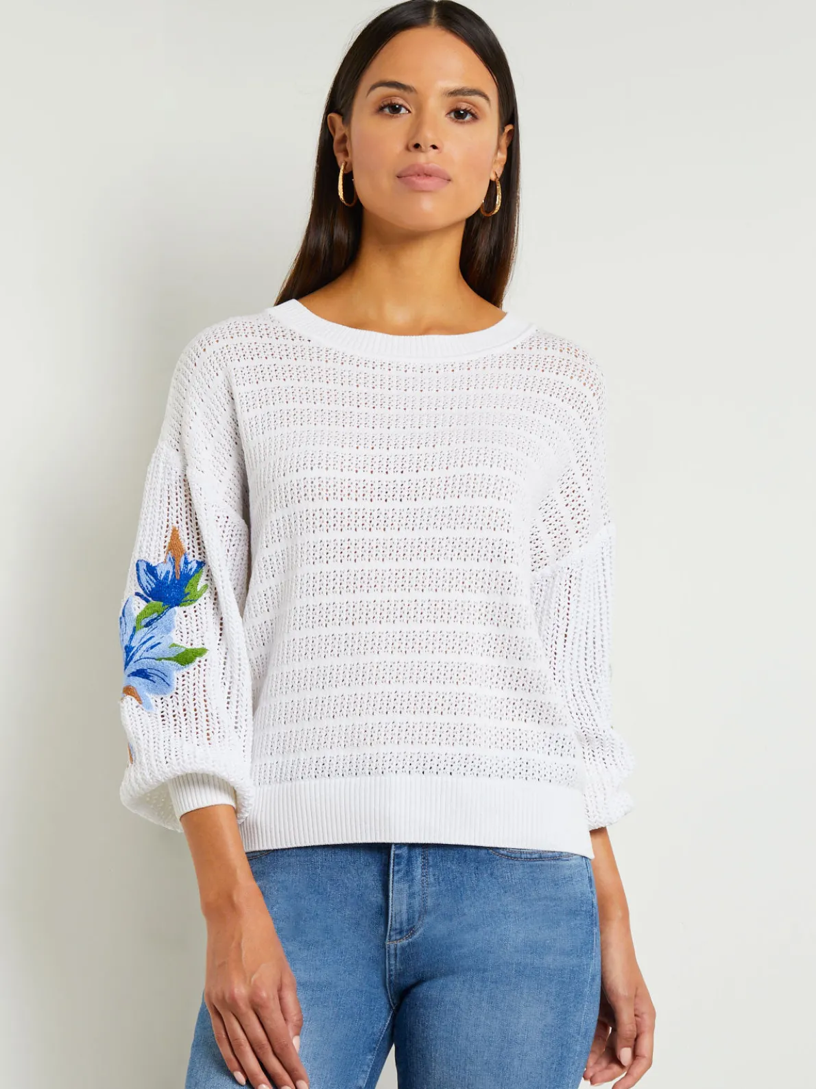 Pointelle Top - Balloon Sleeve Sweater | Misook