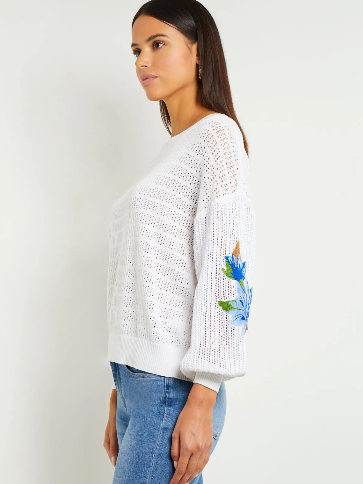 Pointelle Top - Balloon Sleeve Sweater | Misook