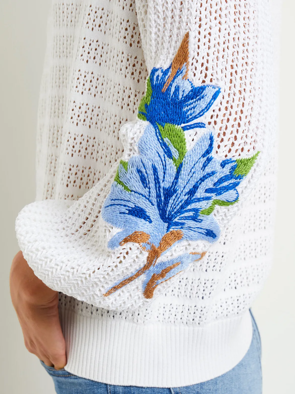 Pointelle Top - Balloon Sleeve Sweater | Misook