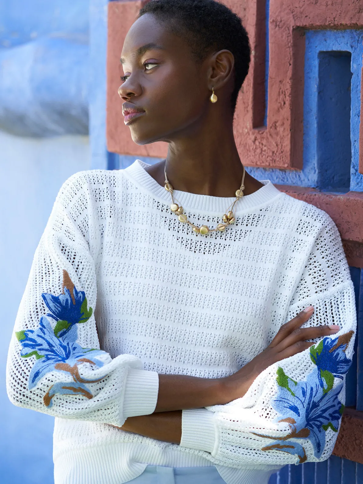 Pointelle Top - Balloon Sleeve Sweater | Misook