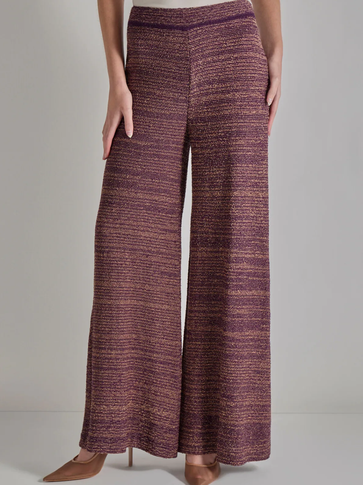 Pull-On Wide Leg Pants - Tweed Knit