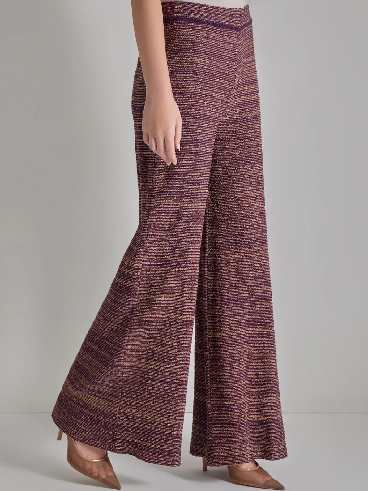 Pull-On Wide Leg Pants - Tweed Knit