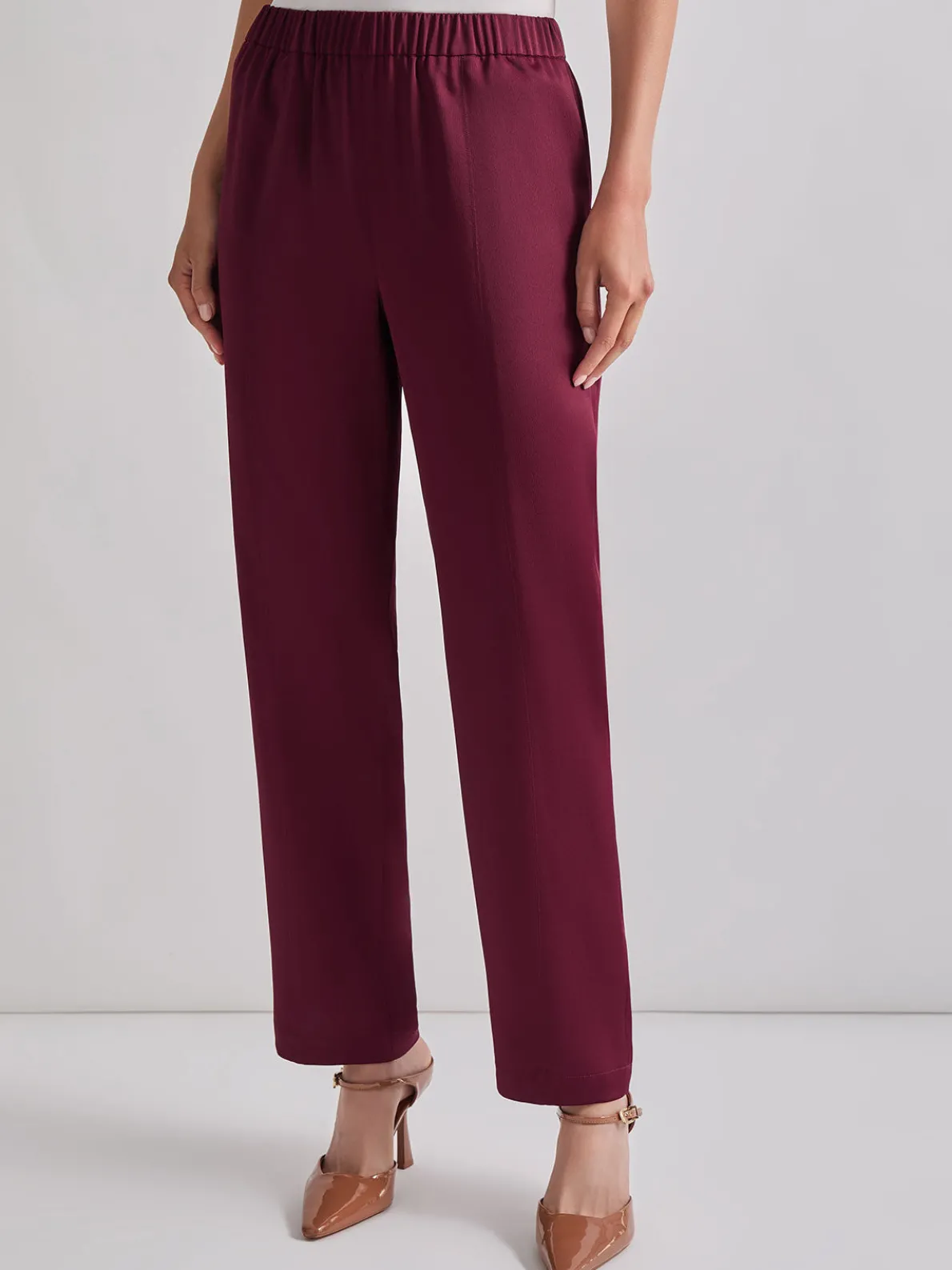 Pull-On Woven Straight Leg Pants