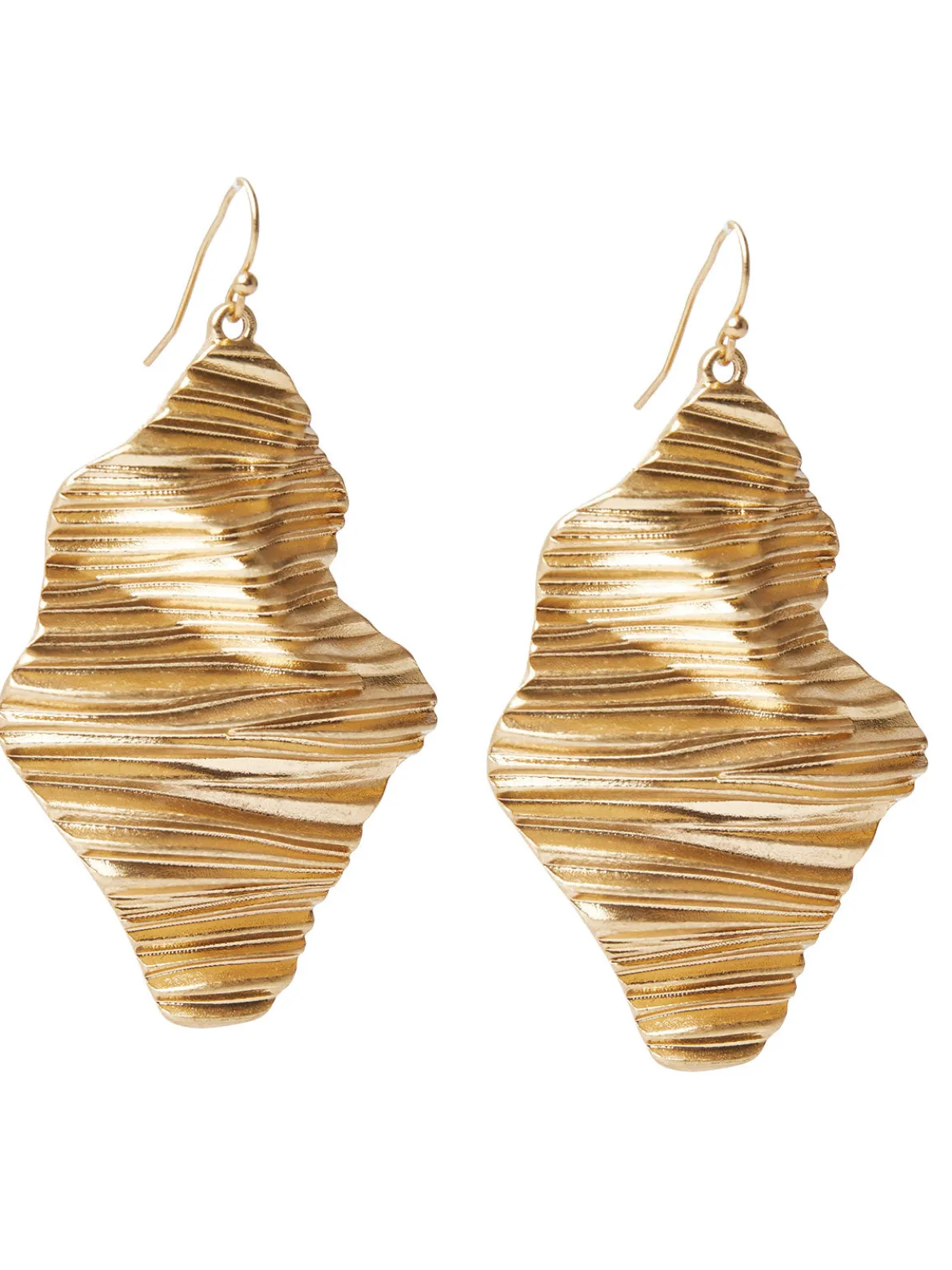 Ripple Textured Warm Gold Earrings