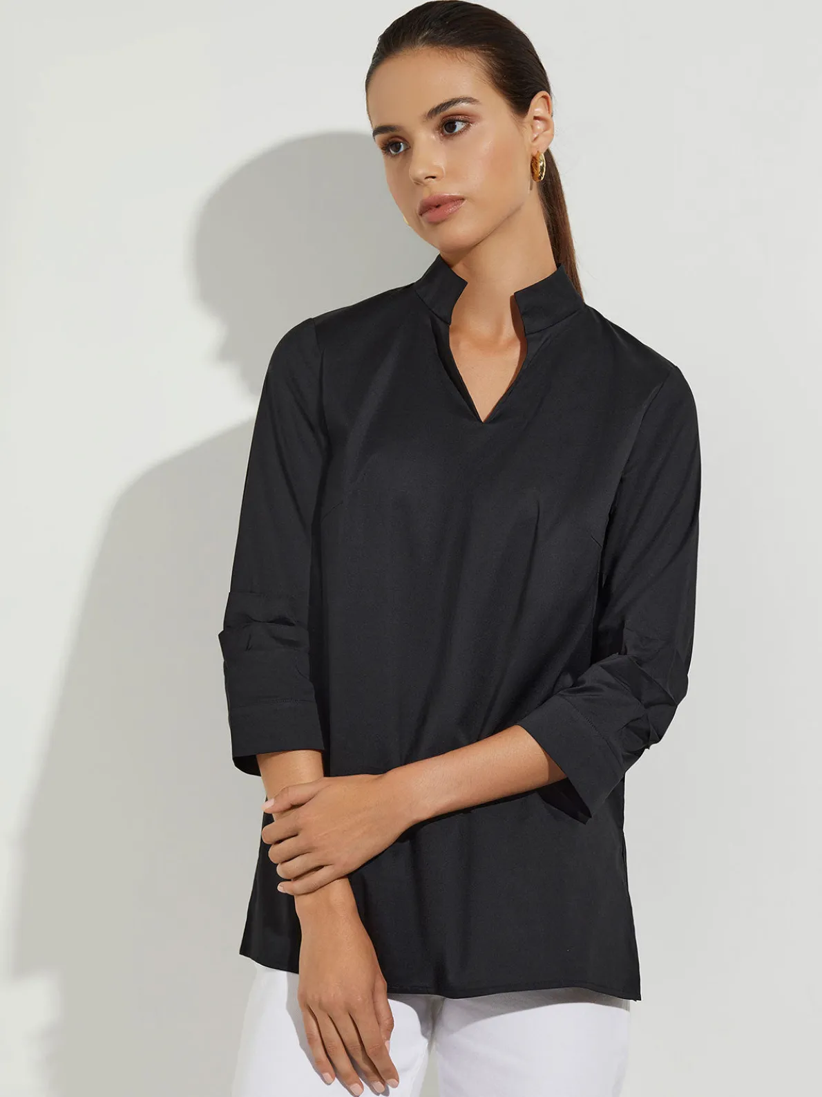 Ruche Sleeve Cotton Tunic