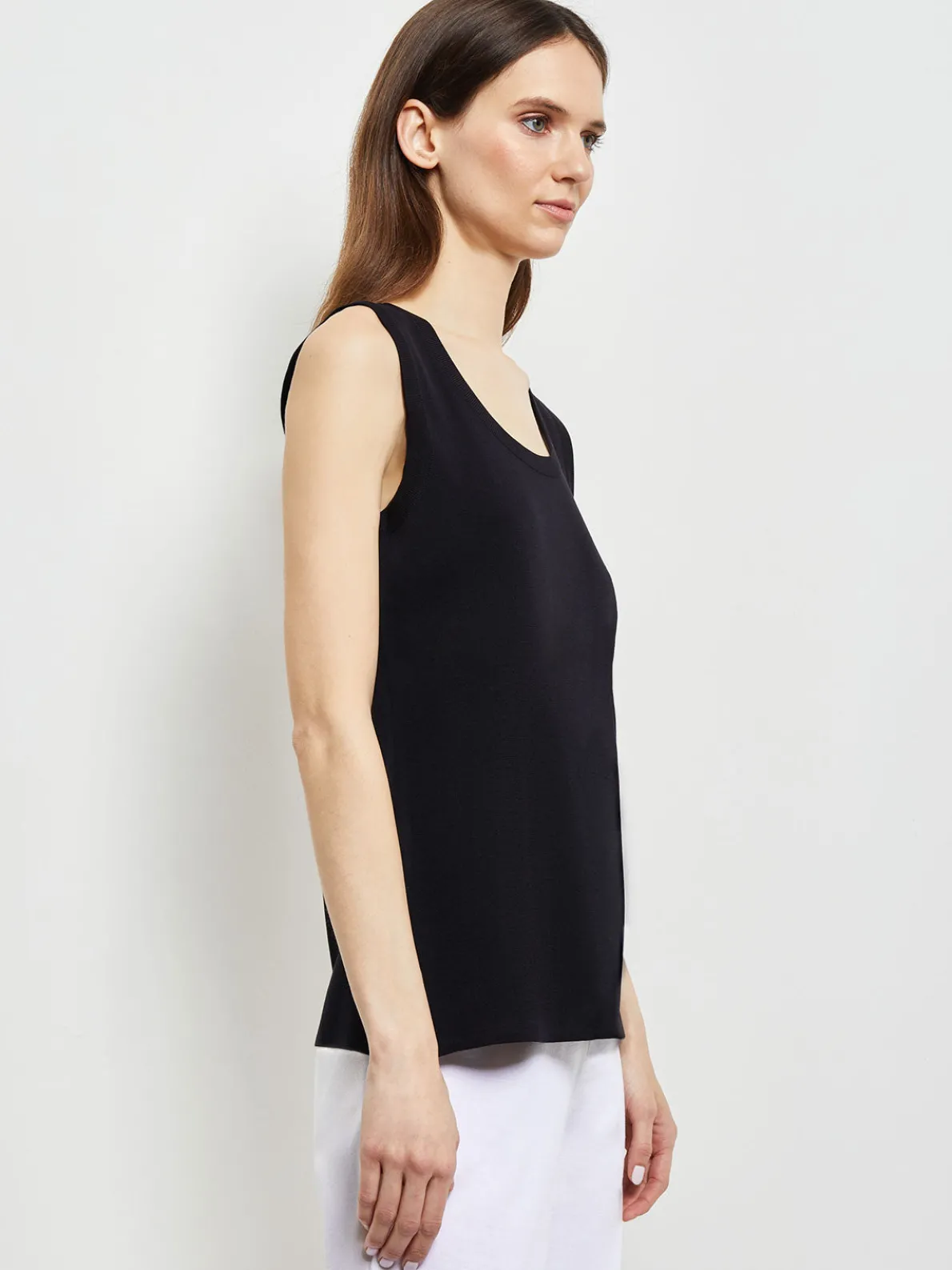 Scoop Neck Tank Top - Black Sleeveless Top | Misook