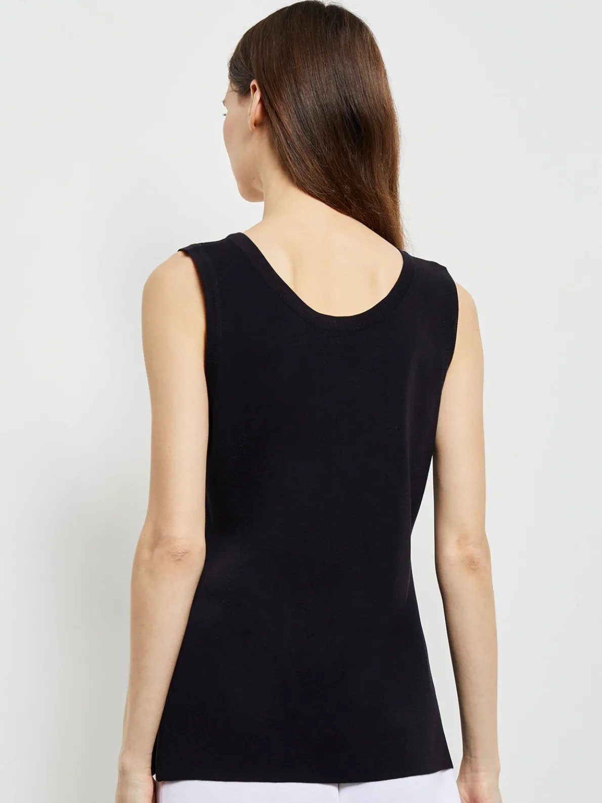 Scoop Neck Tank Top - Black Sleeveless Top | Misook