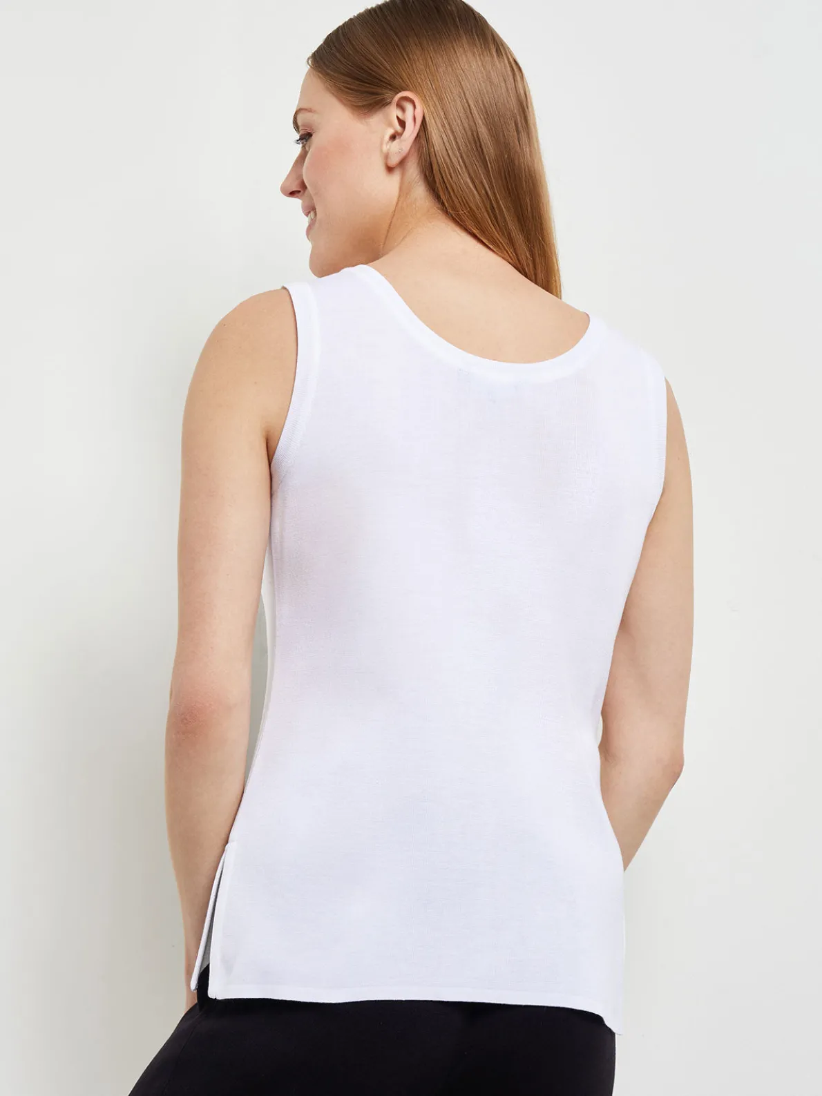 Scoop Neck Tank Top - White Sleeveless Top | Misook