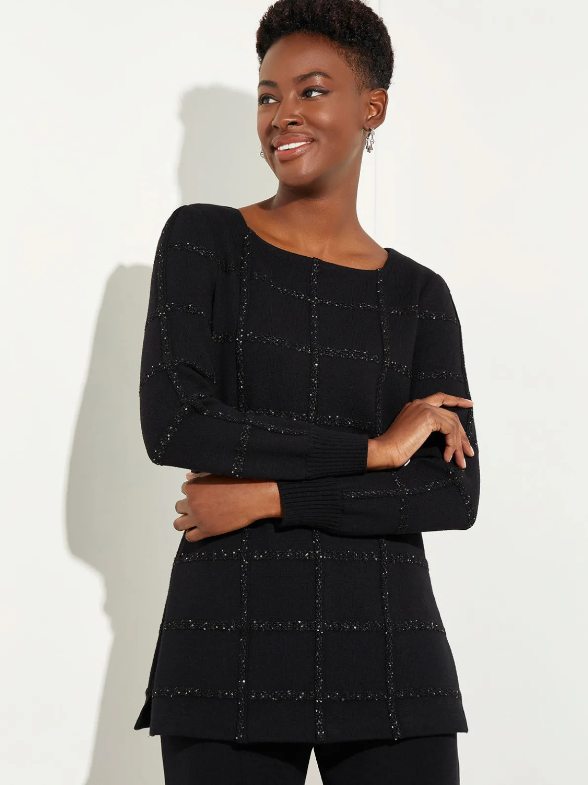 Sequin Grid Soft Recycled Knit Tunic