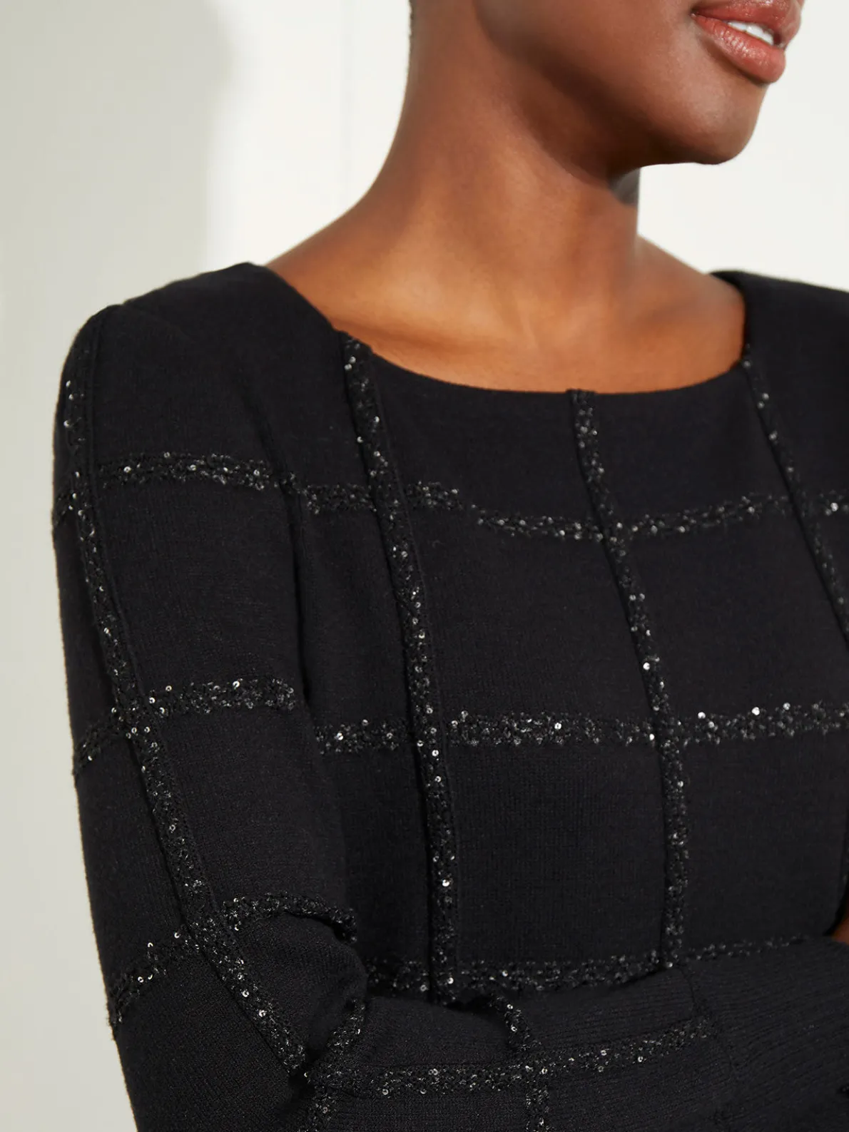 Sequin Grid Soft Recycled Knit Tunic