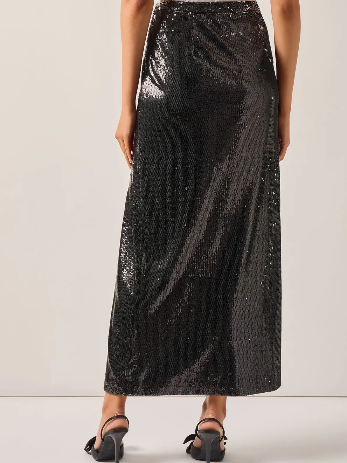 Sequin Novelty Woven Straight Maxi Skirt