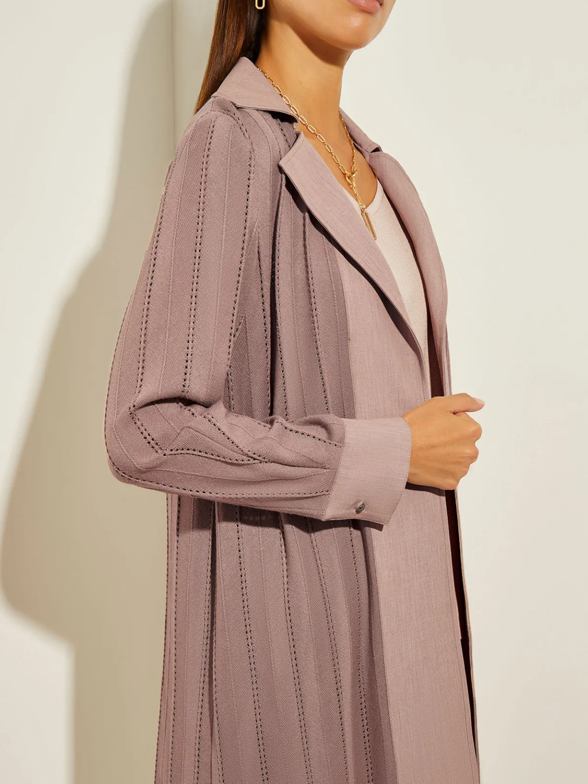 Sheer Duster - Long Brown Coat | Misook