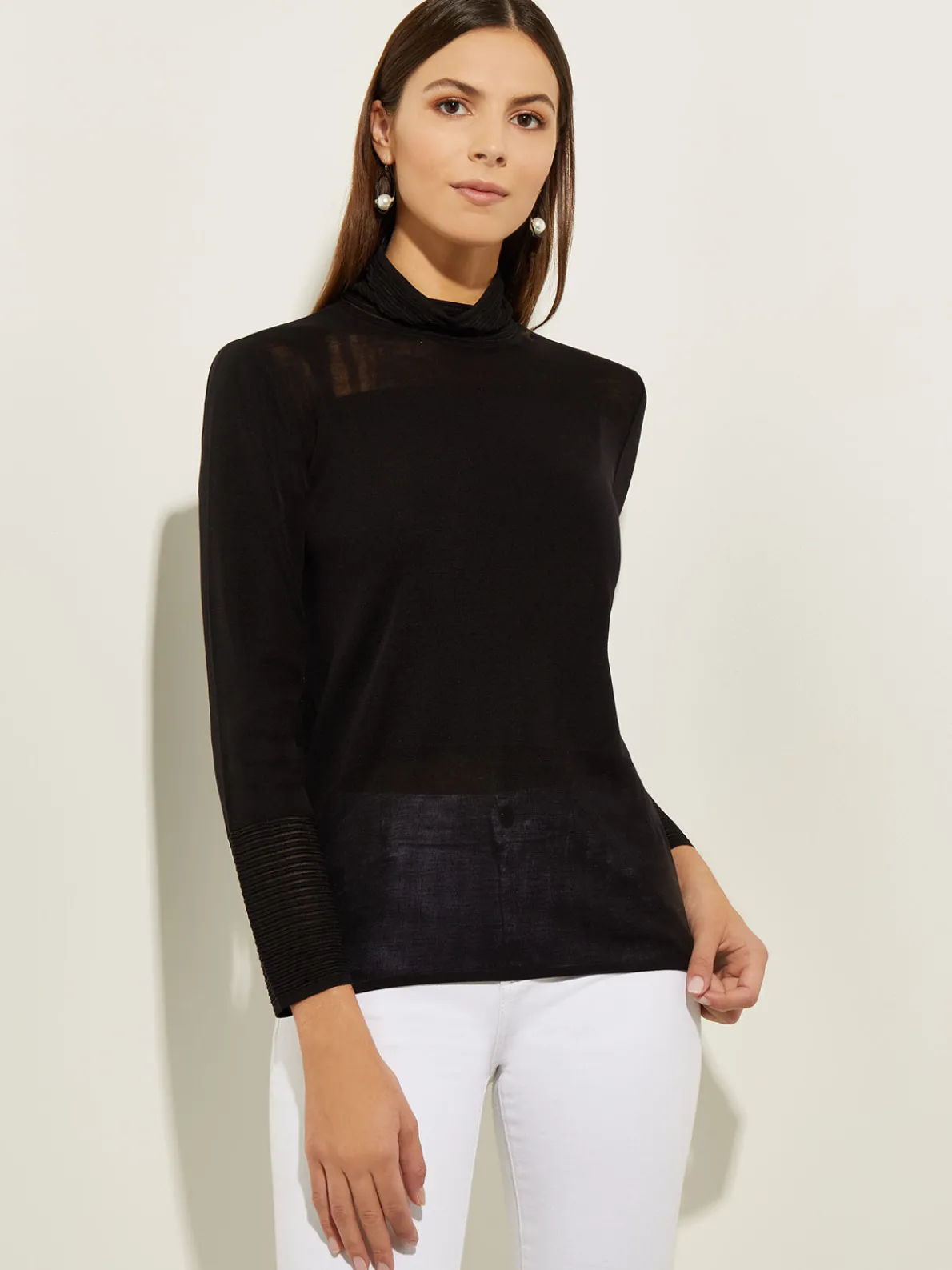 Sheer Inset Turtleneck