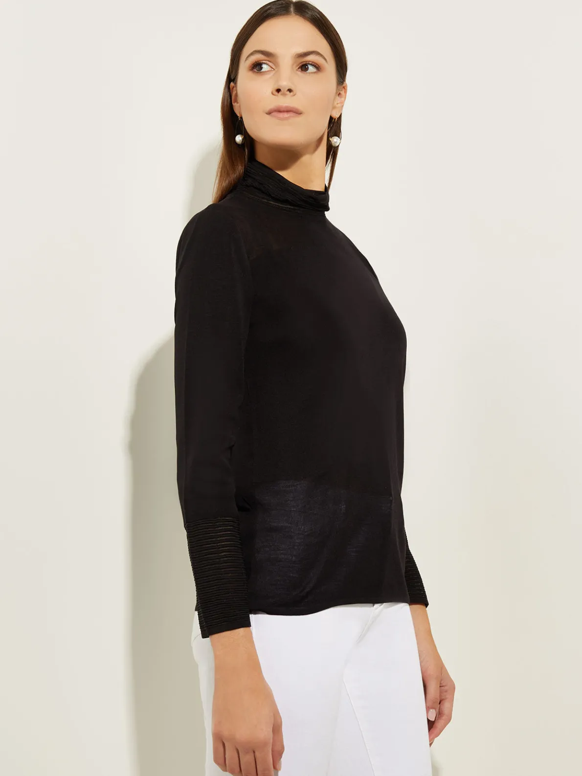 Sheer Inset Turtleneck