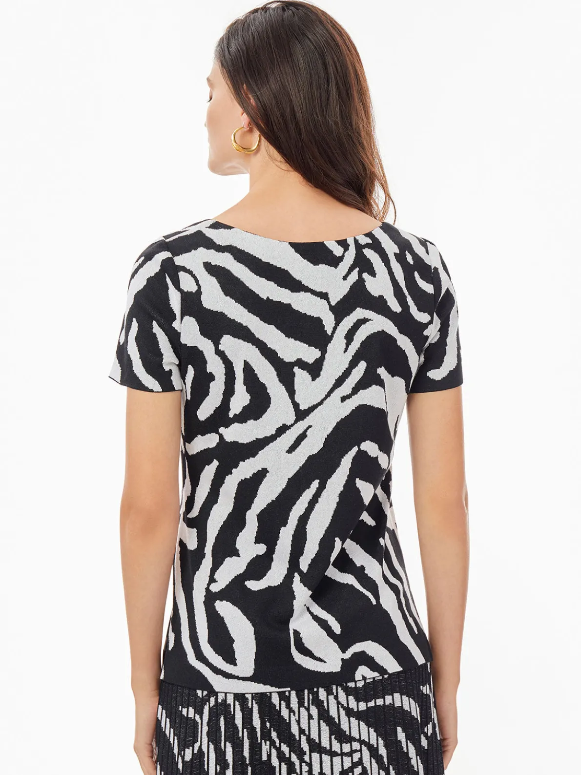 Short Sleeve Zebra Soft Knit Top