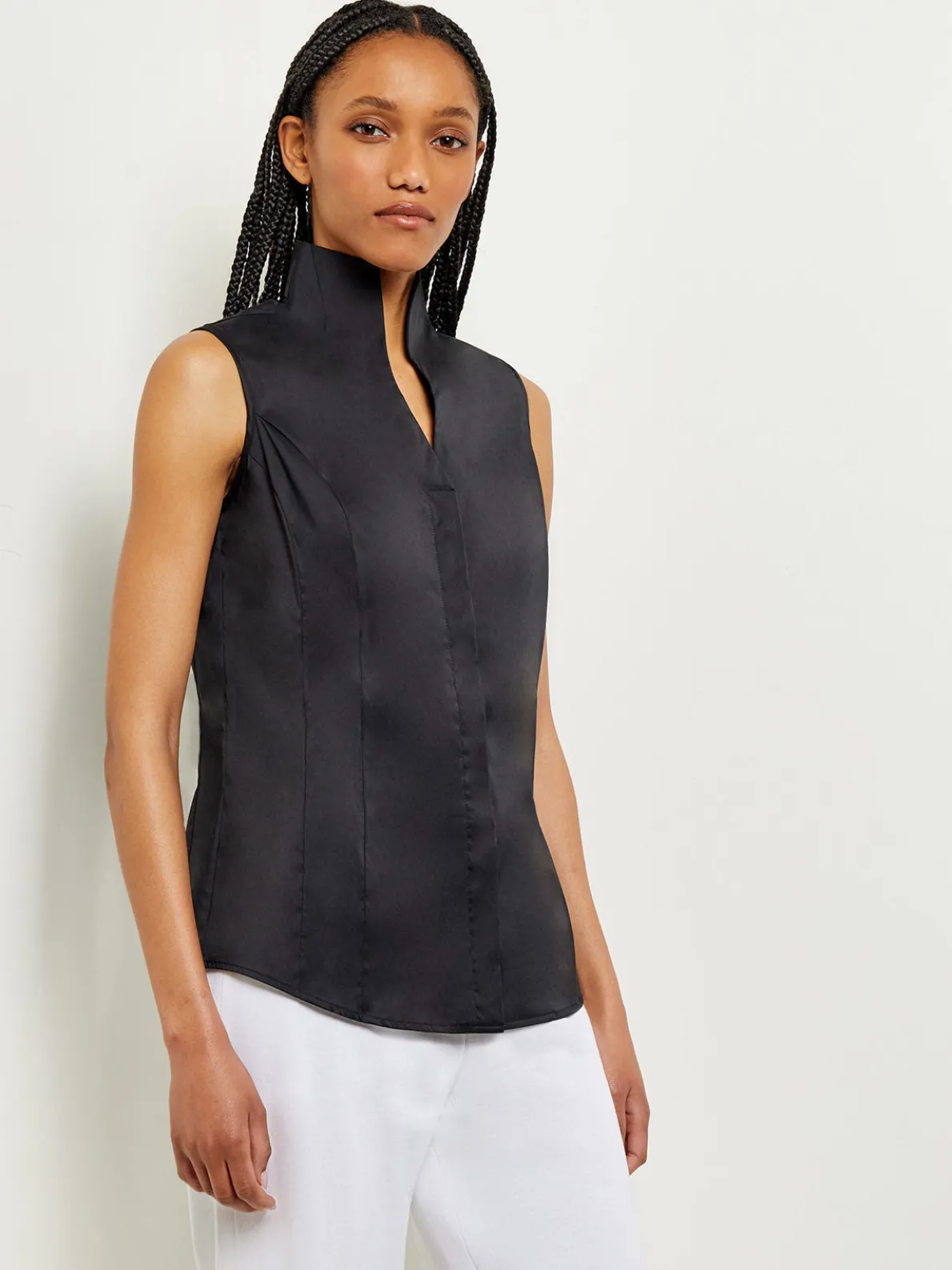 Sleeveless Stretch Cotton Blouse