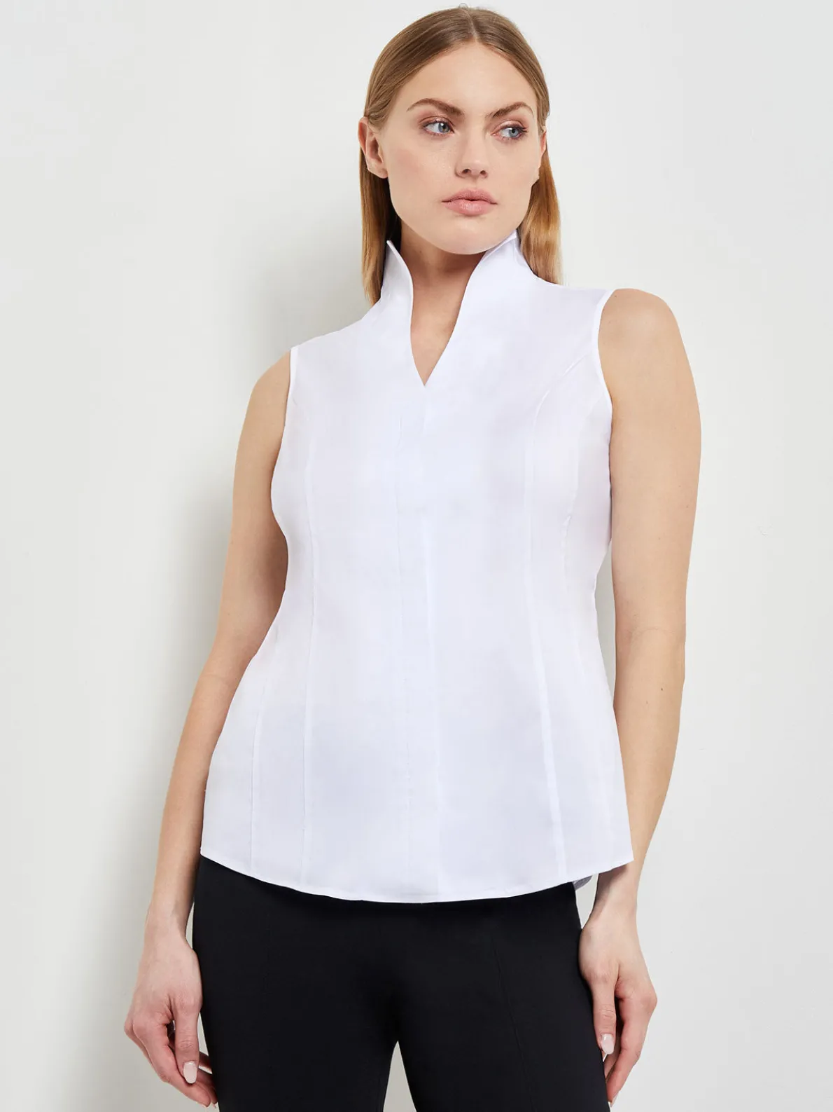 Sleeveless Stretch Cotton Blouse