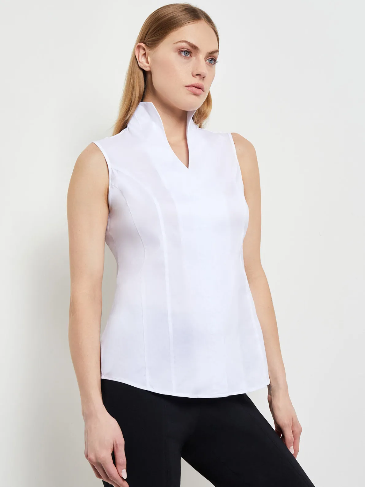 Sleeveless Stretch Cotton Blouse