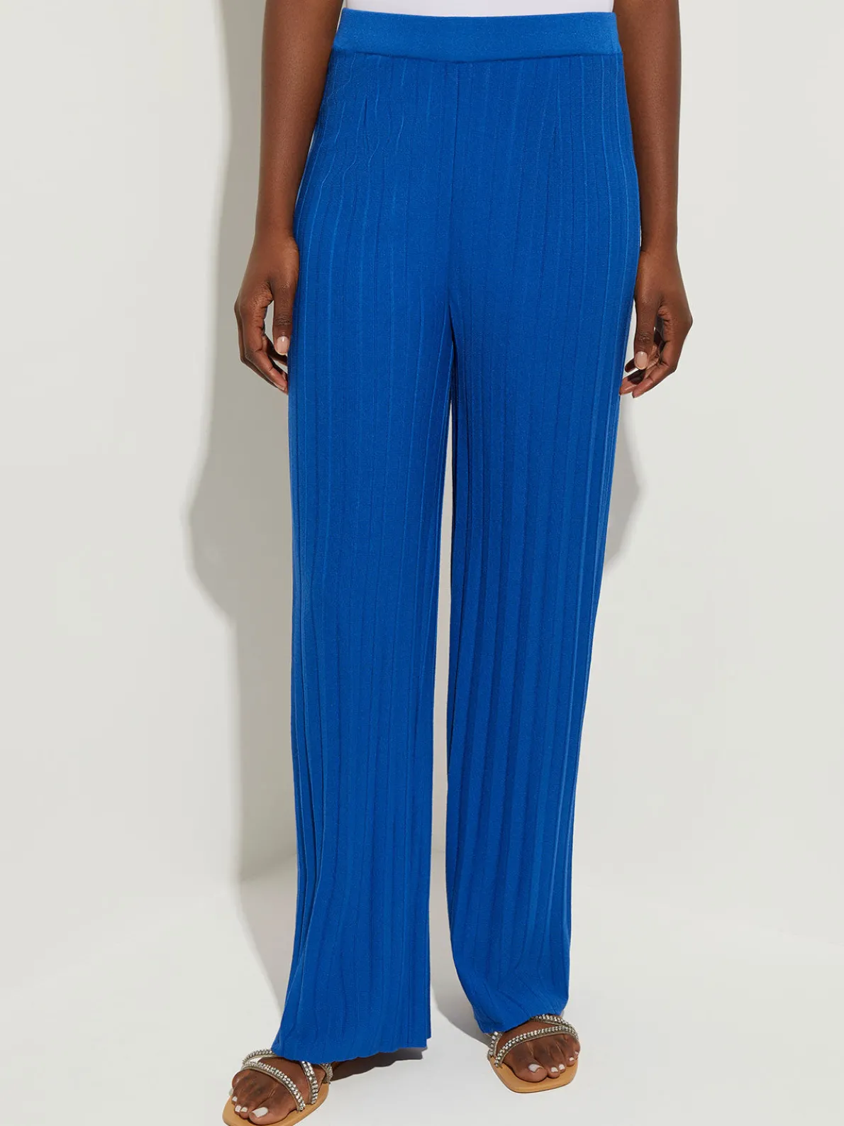 Soft Ribbed Knit Wide Leg Pant
