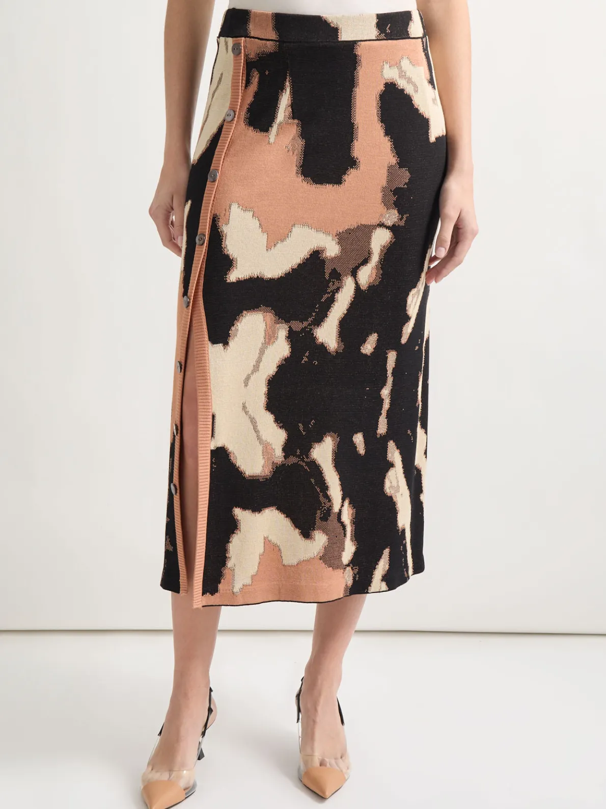 Straight Jacquard Soft Knit Midi Skirt