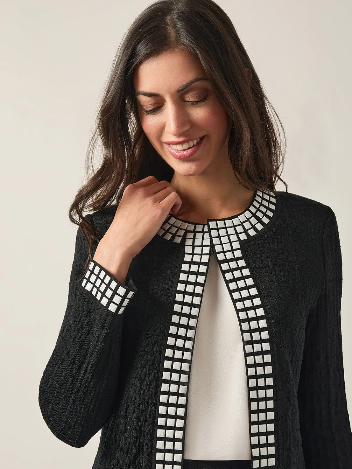 Studded Open Neck Jacket