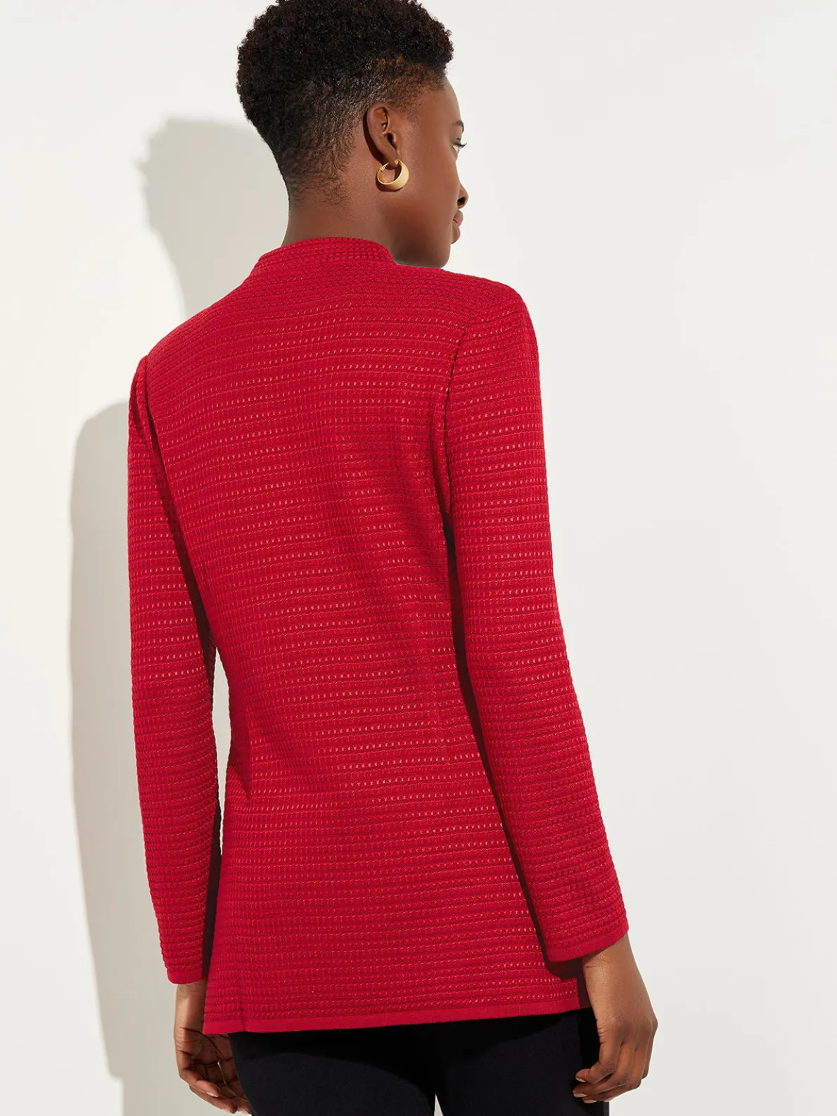 Tailored Fit Chain Detail Textured Knit Blazer