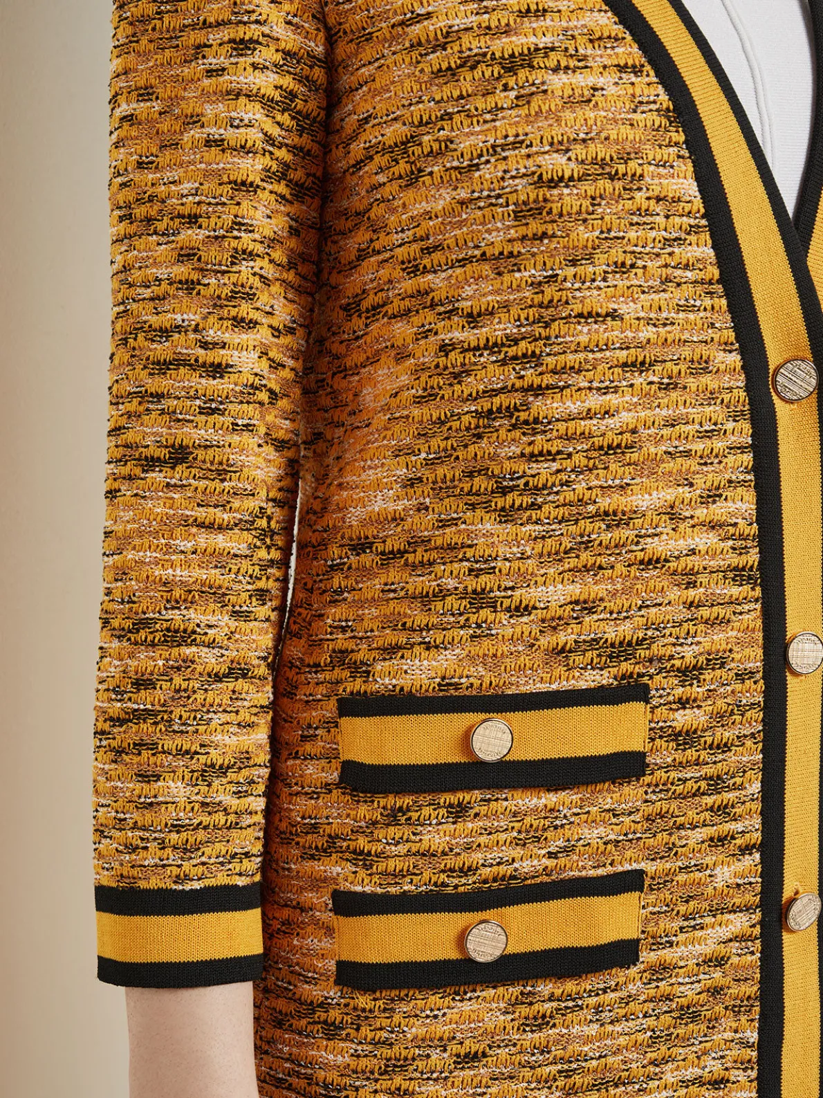 Tailored Fit Jacket - Contrast Trim Tweed Knit