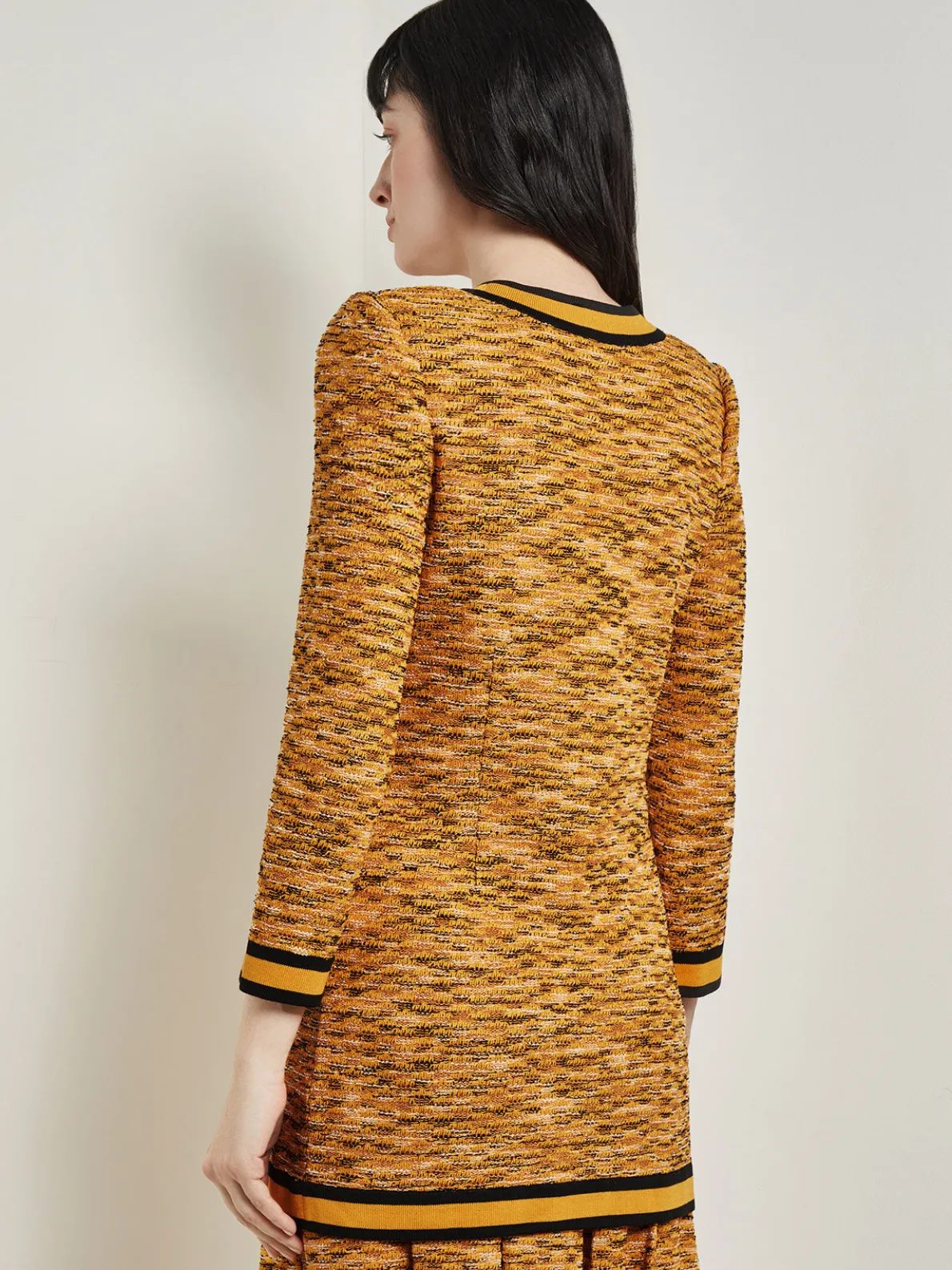 Tailored Fit Jacket - Contrast Trim Tweed Knit