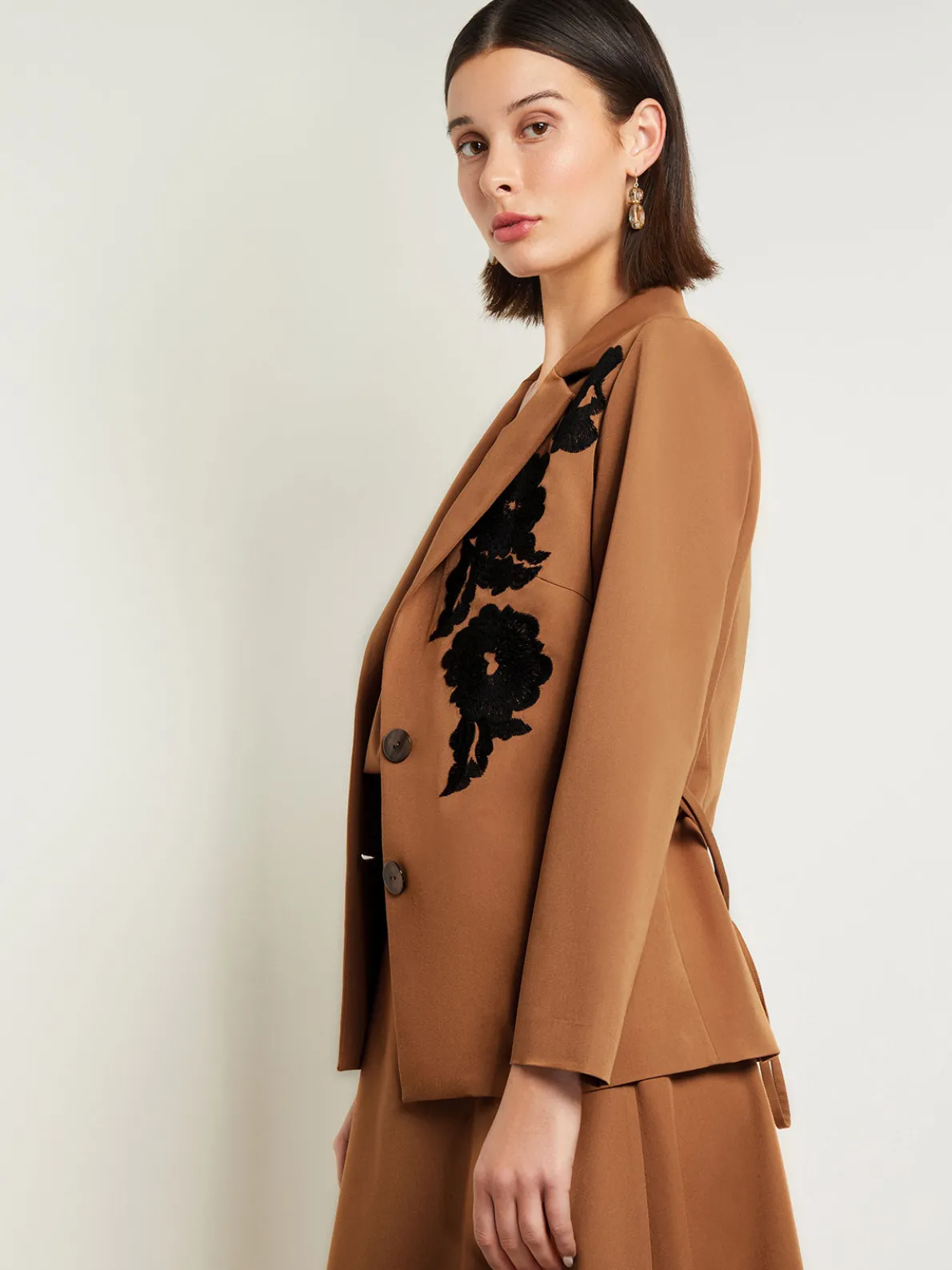 Tailored Fit Jacket - Embroidered Woven Twill