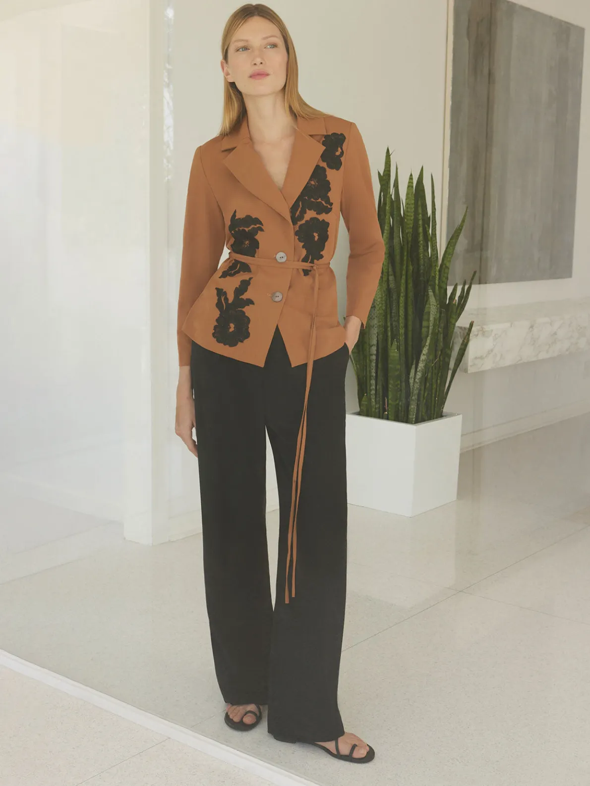 Tailored Fit Jacket - Embroidered Woven Twill