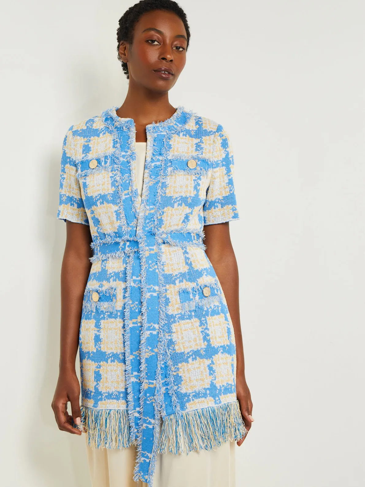 Tailored Fit Jacket - Windowpane Tweed Knit