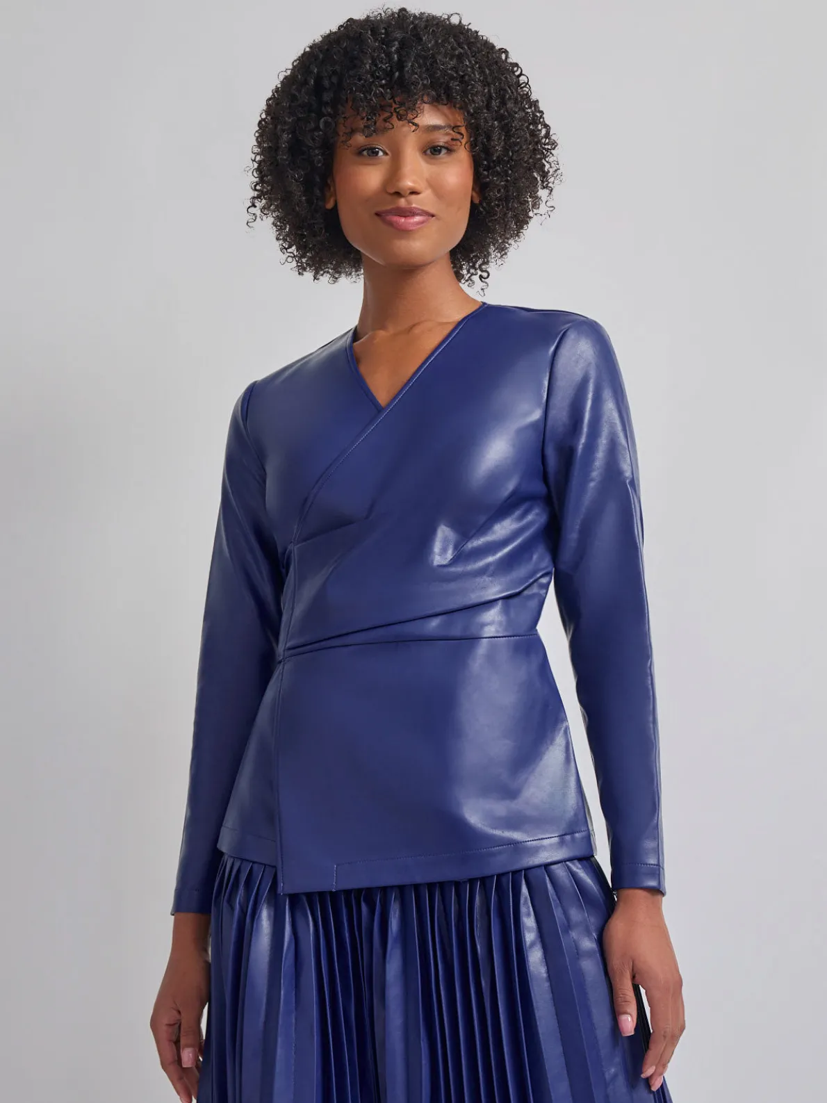 Tailored Fit Vegan Leather Tie Back Jacket