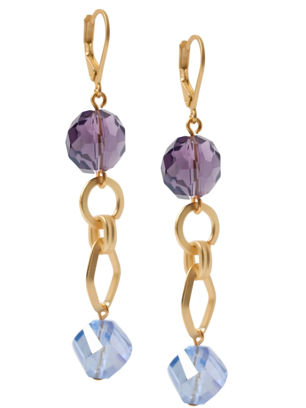 Tanzanite and Light Blue Crystal Earrings