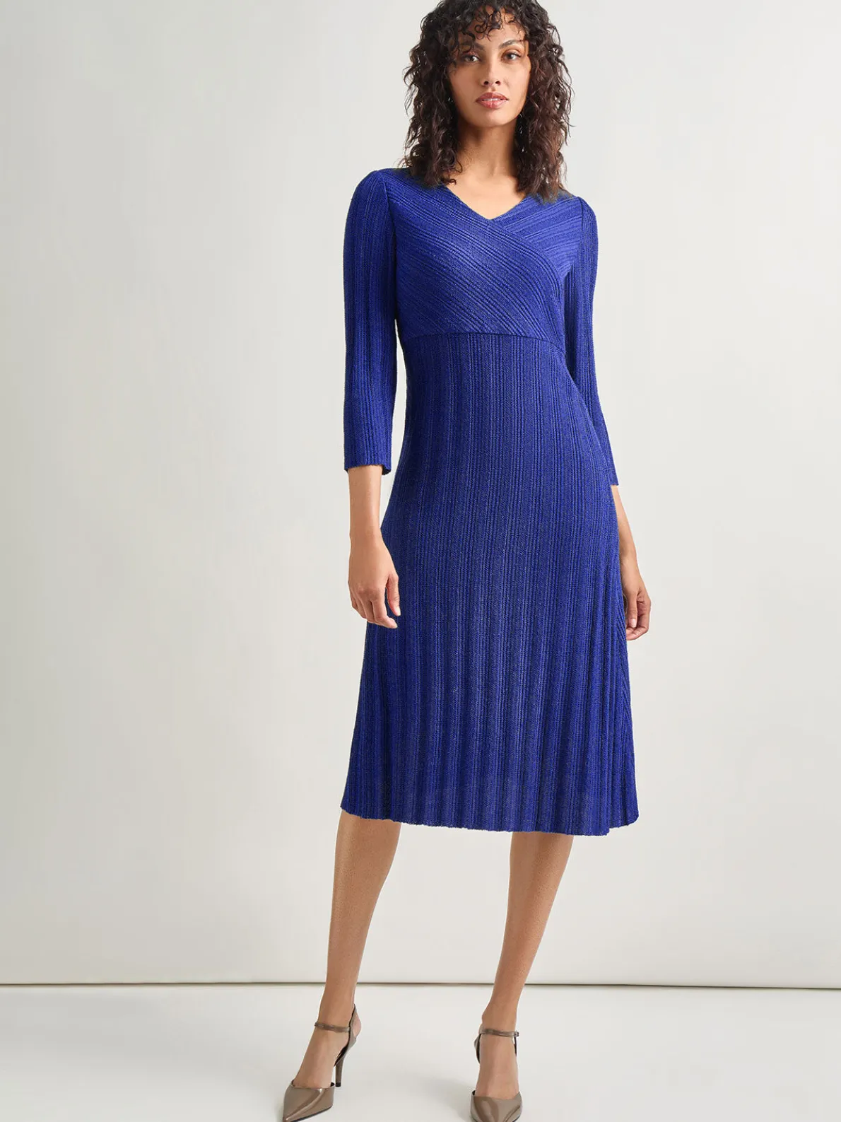Textural Stripe Knit Midi Dress